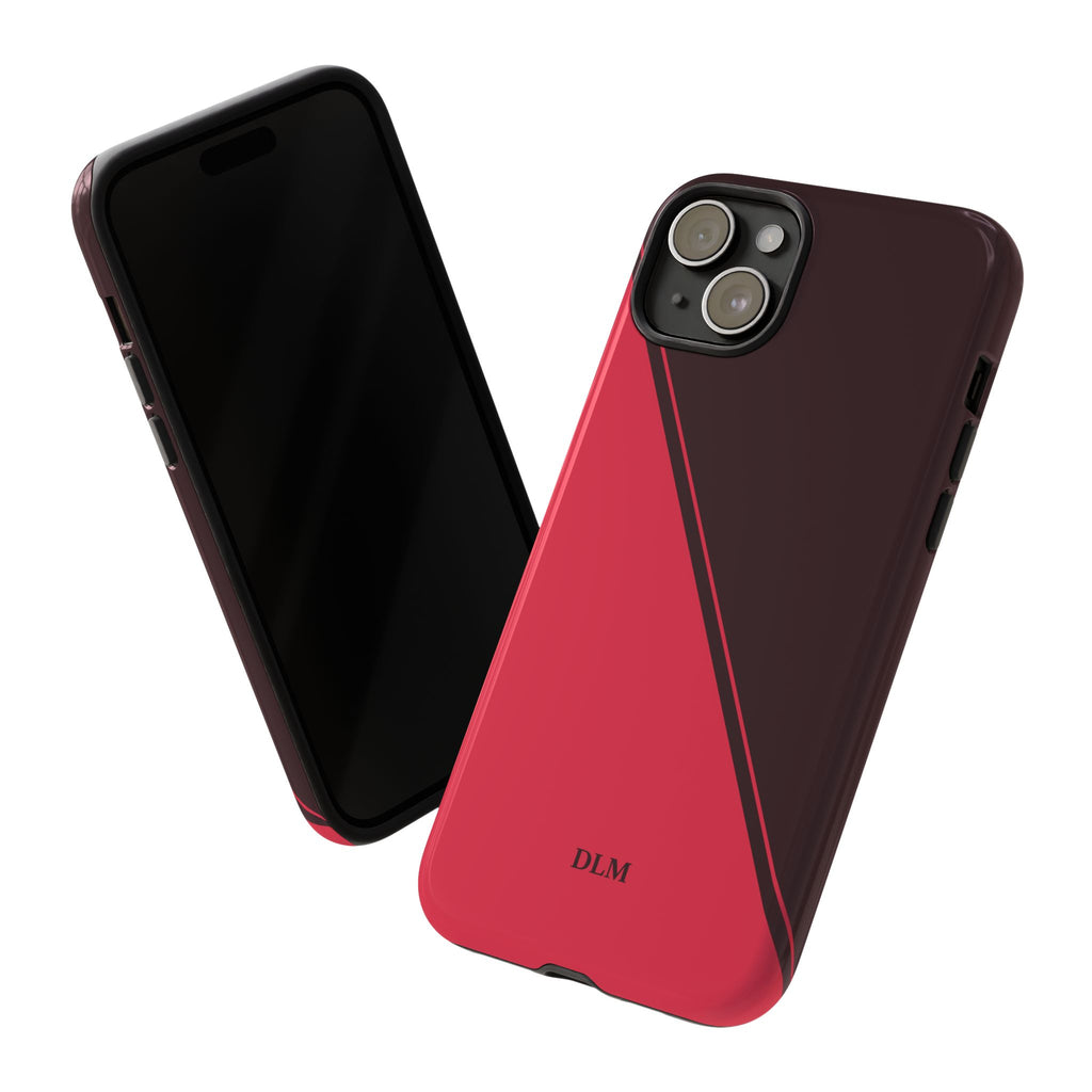 Red/Brown Two Tone Custom Initials Case