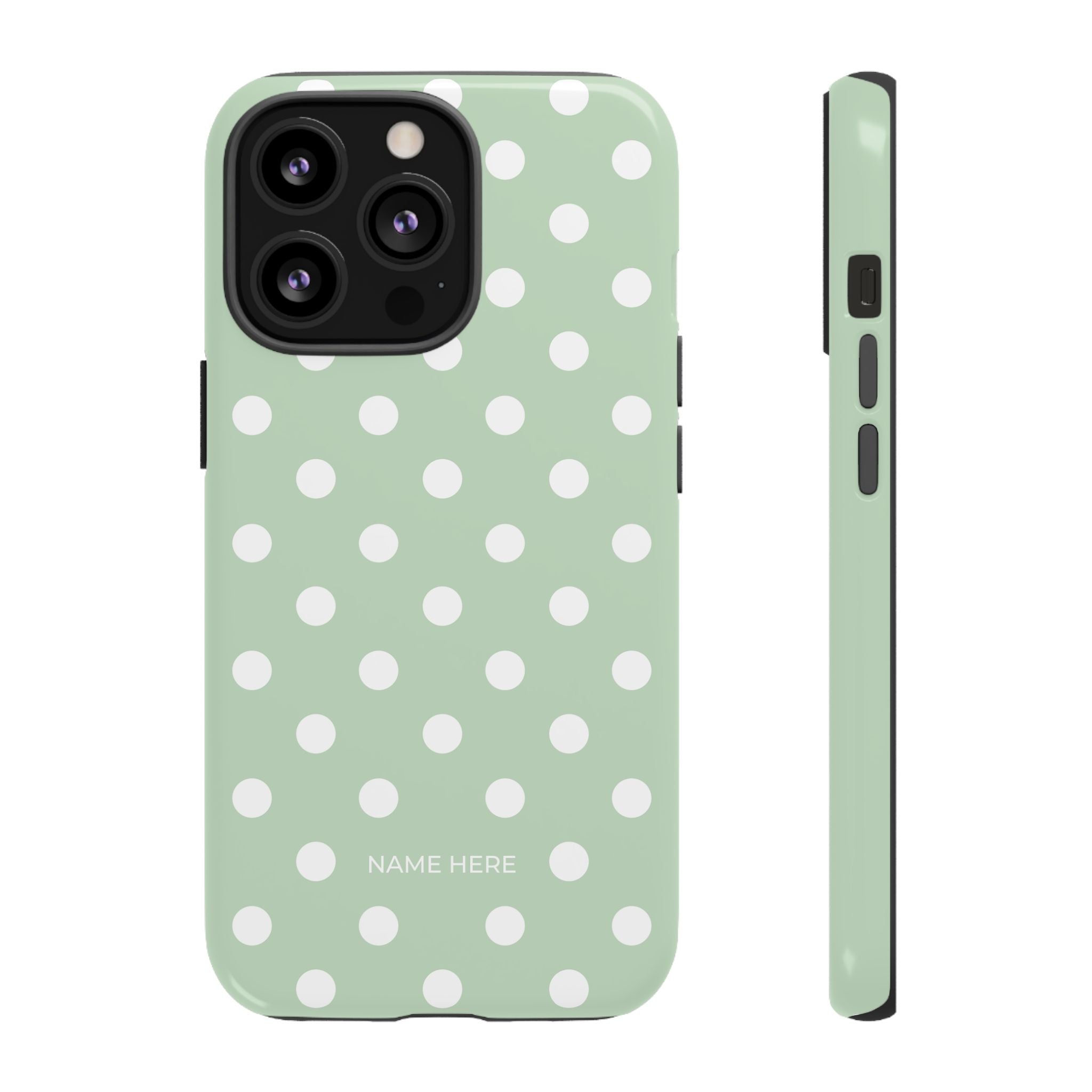 Green & White Polka Dot Customisable Case