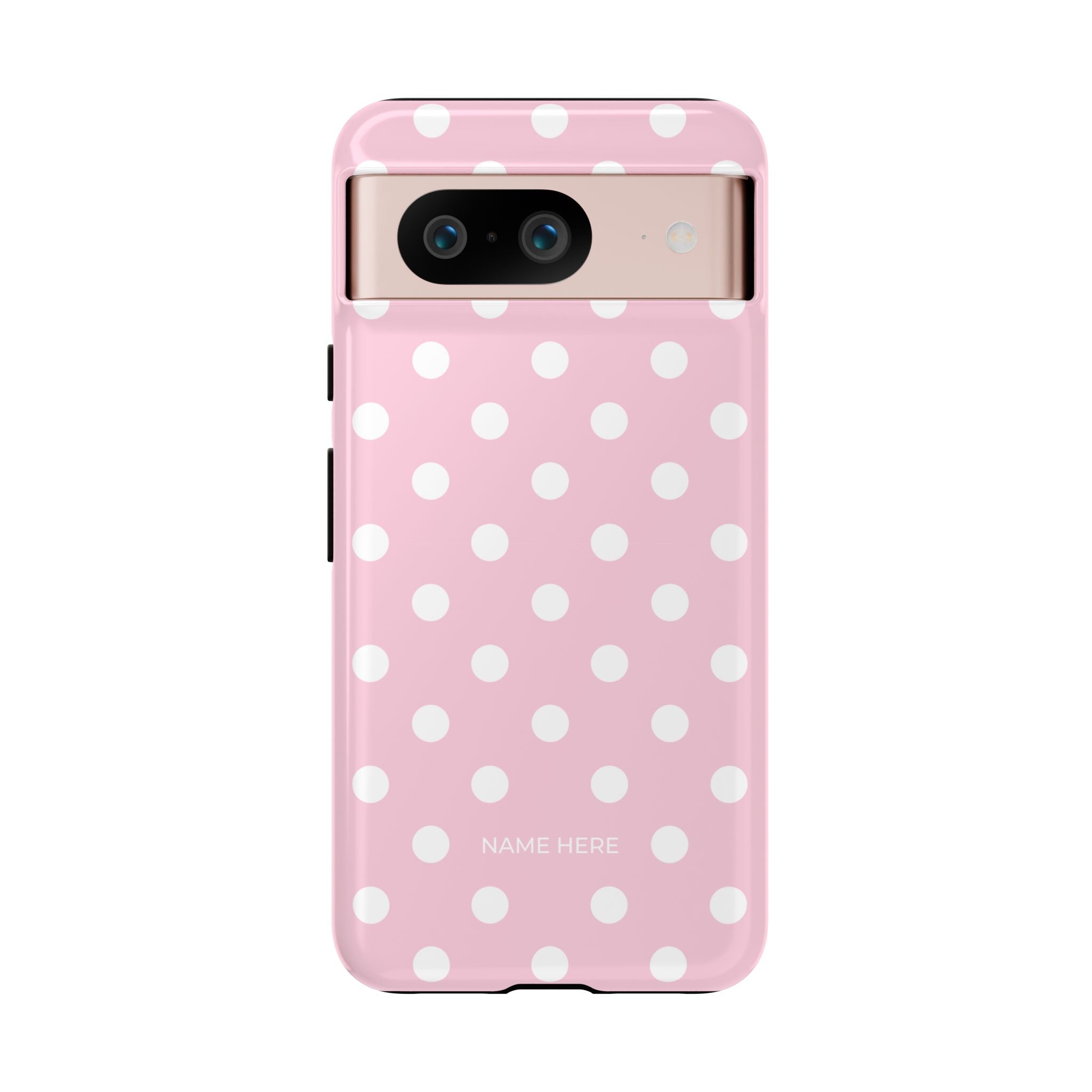 Pink & White PolkaDot Customisable Name Case