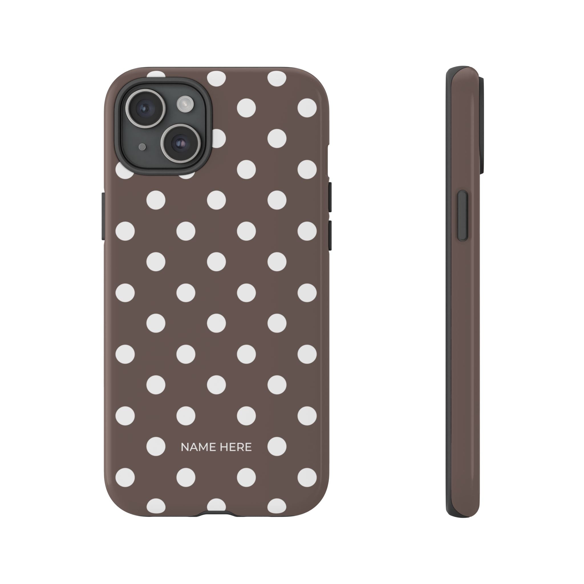 Brown & White PolkaDot Customisable Case