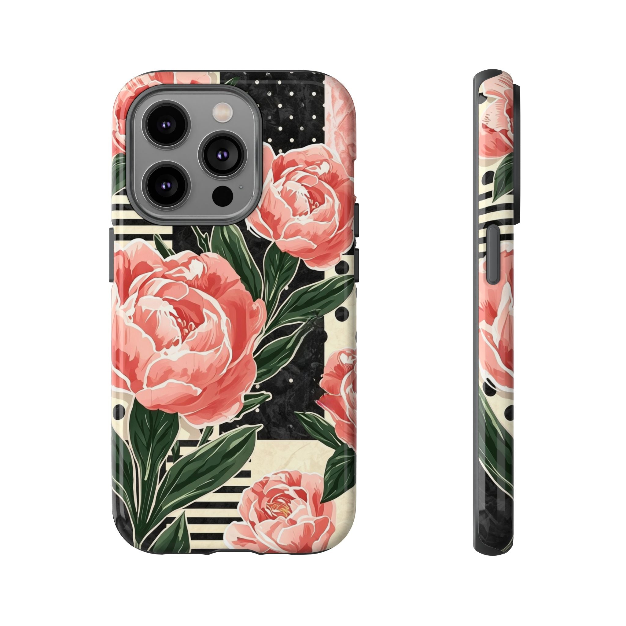 Pink Peony Stripes & Polka Dots