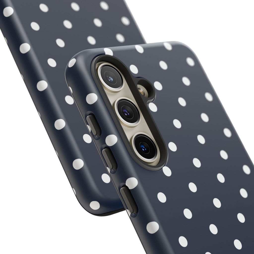 Navy Pearl Personalised Polka Dot Case