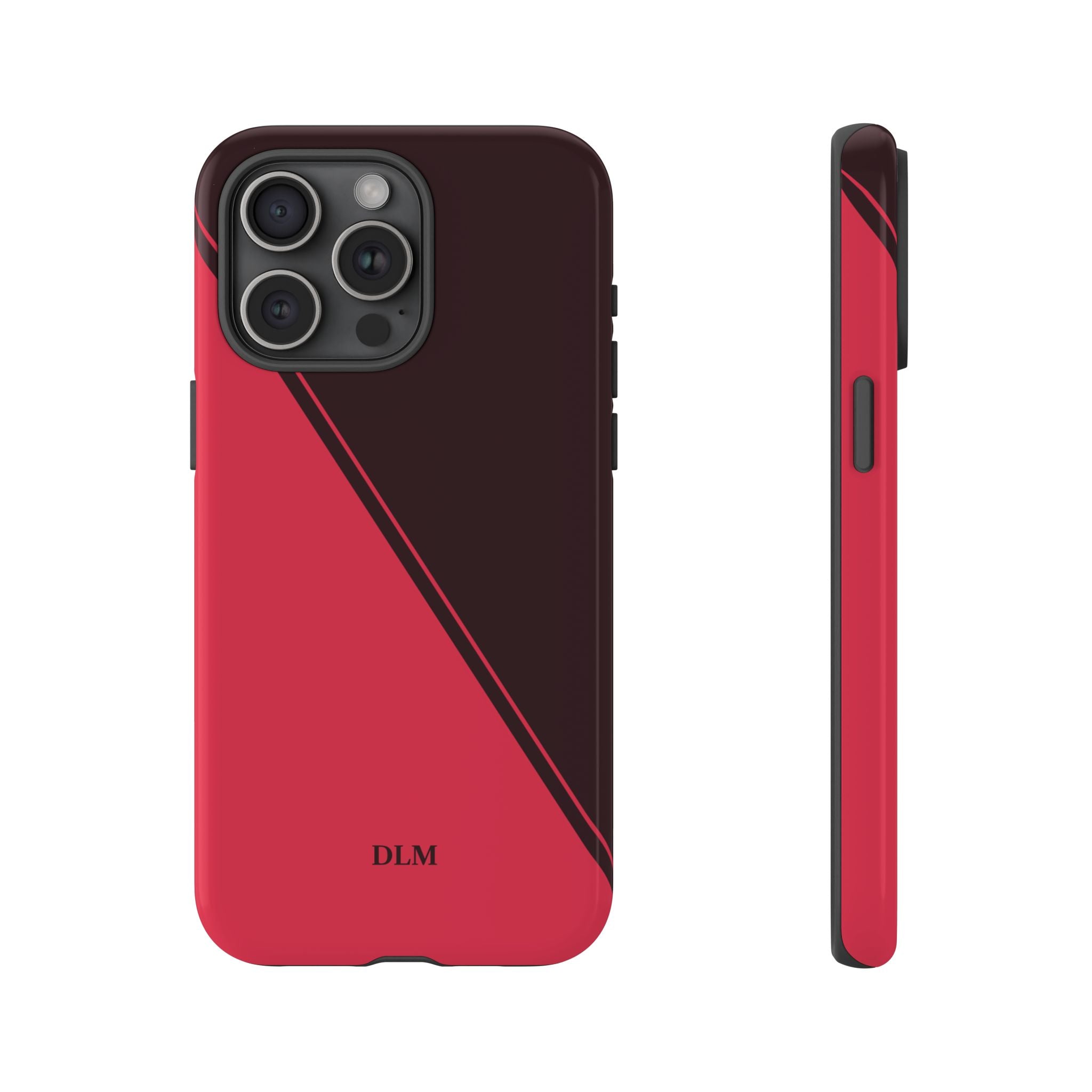 Red/Brown Two Tone Custom Initials Case
