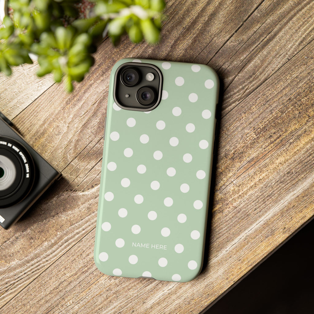 Green & White Polka Dot Customisable Case