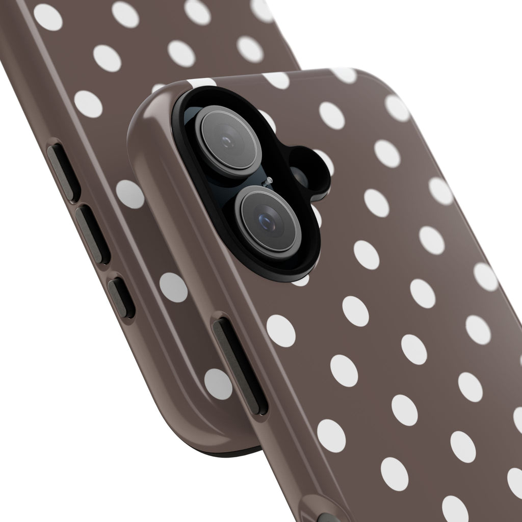 Brown & White PolkaDot Customisable Case