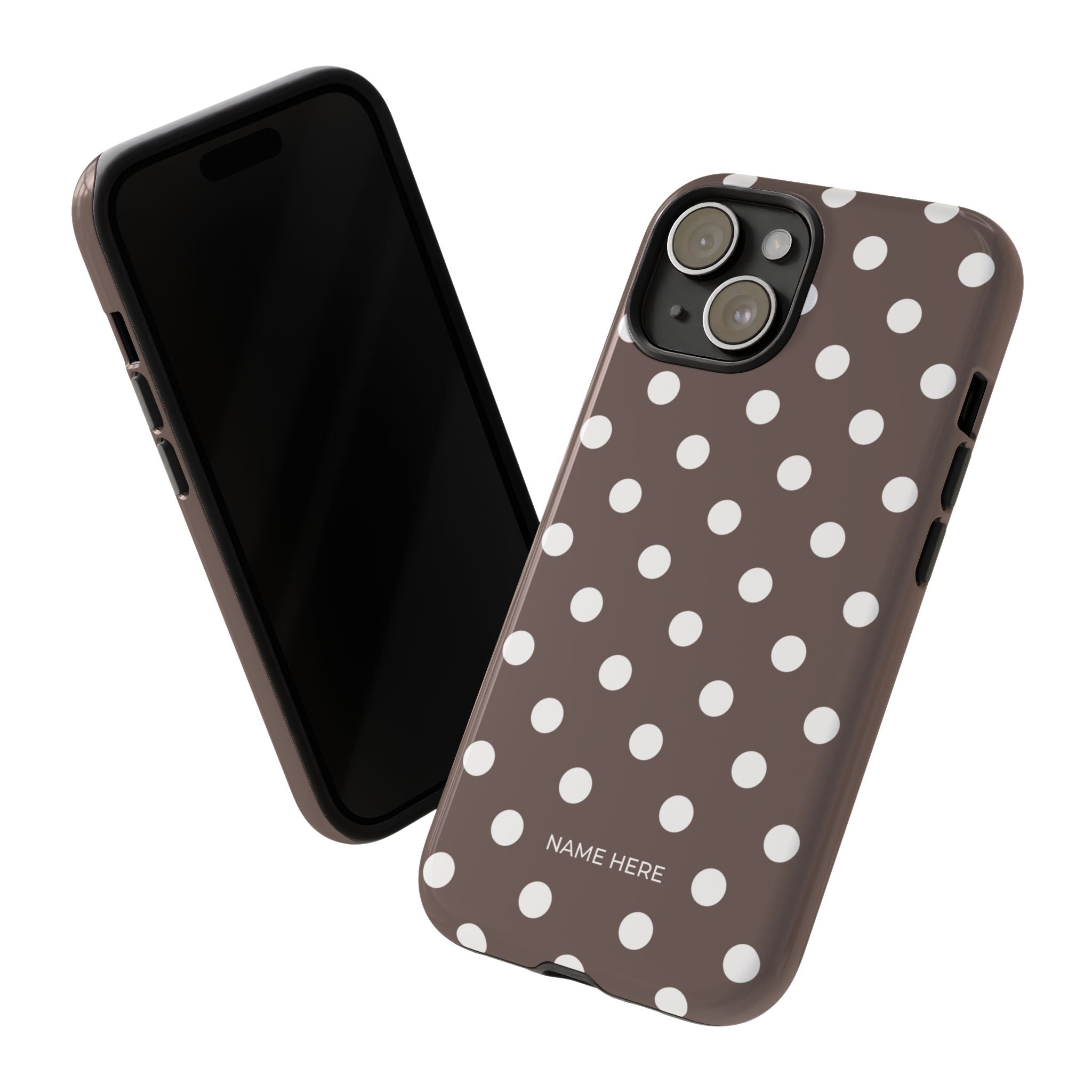 Brown & White PolkaDot Customisable Case