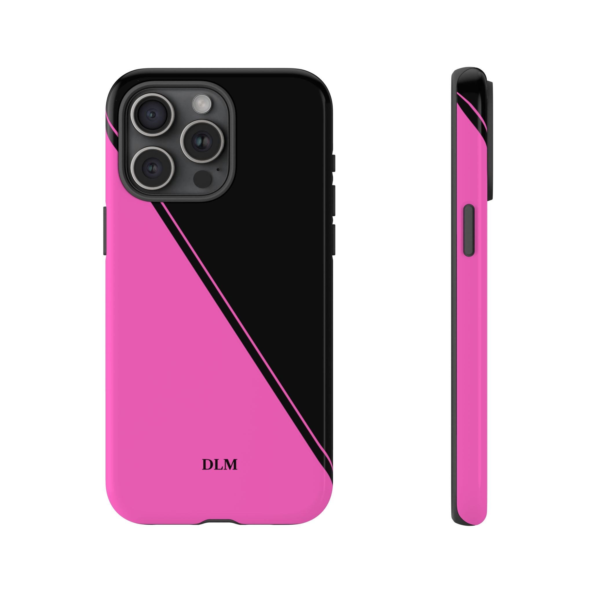 Pink/Black Two Tone Custom Initials Case