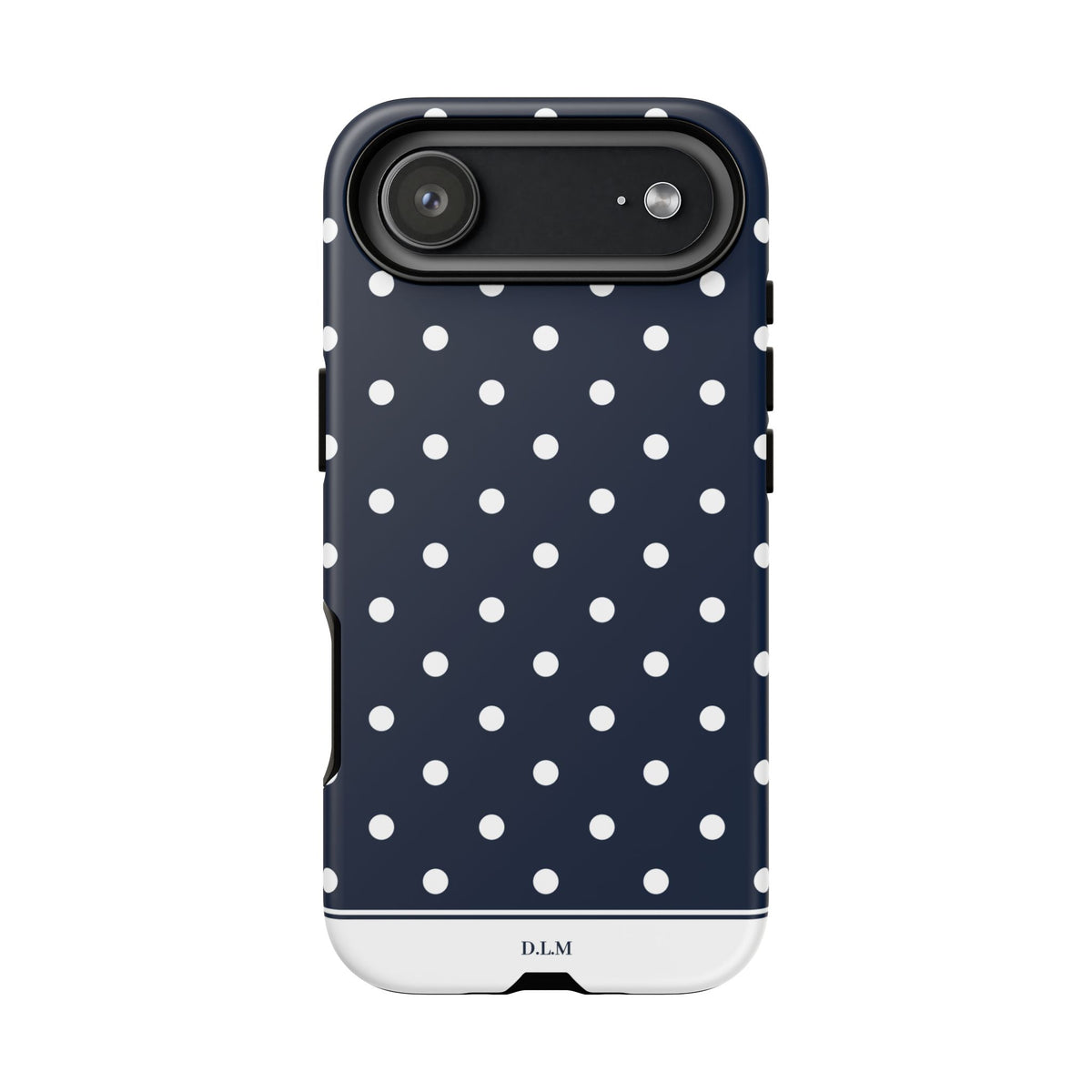 Navy Pearl Personalised Polka Dot Case