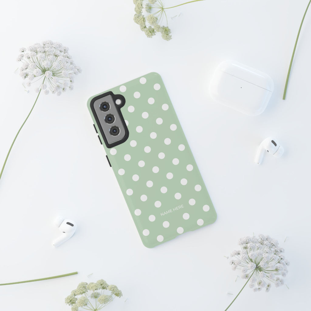 Green & White Polka Dot Customisable Case