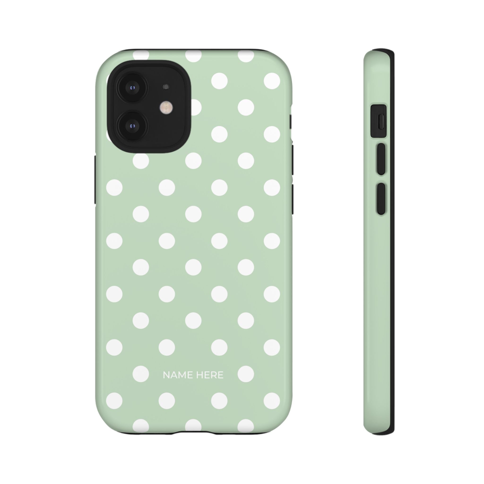 Green & White Polka Dot Customisable Case