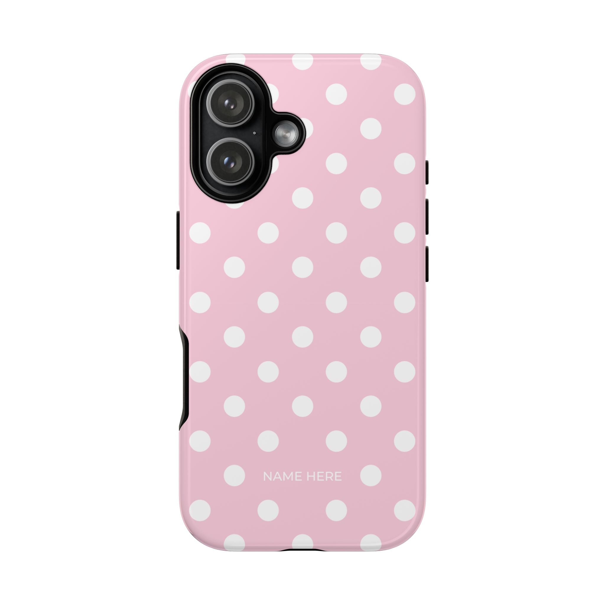 Pink & White PolkaDot Customisable Name Case