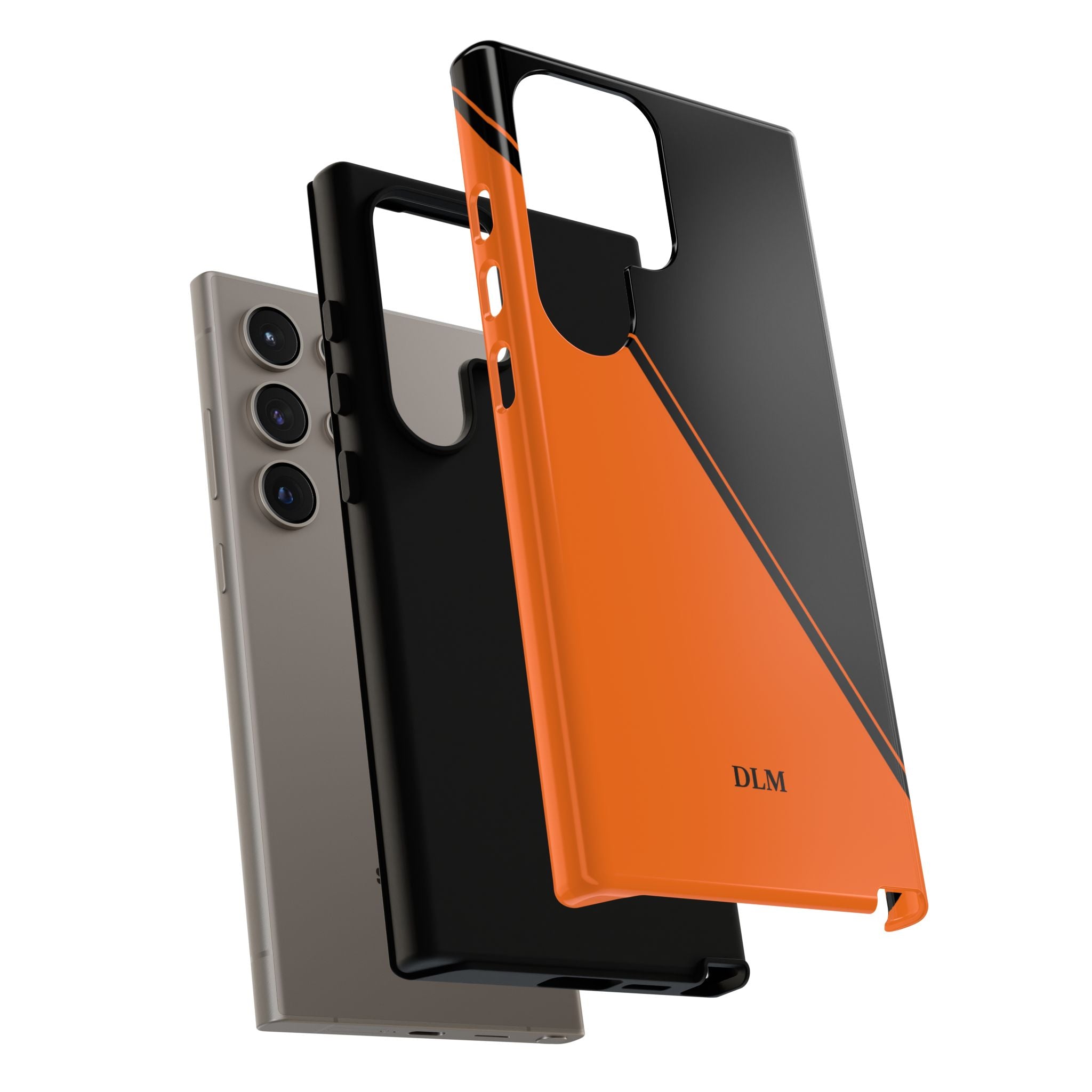 Orange/Black Two Tone Custom Initials Case