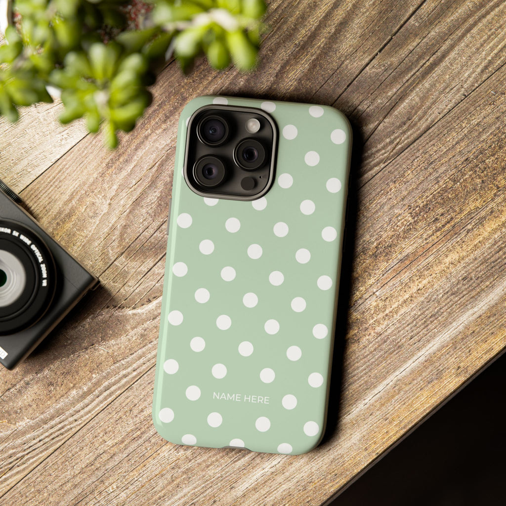 Green & White Polka Dot Customisable Case