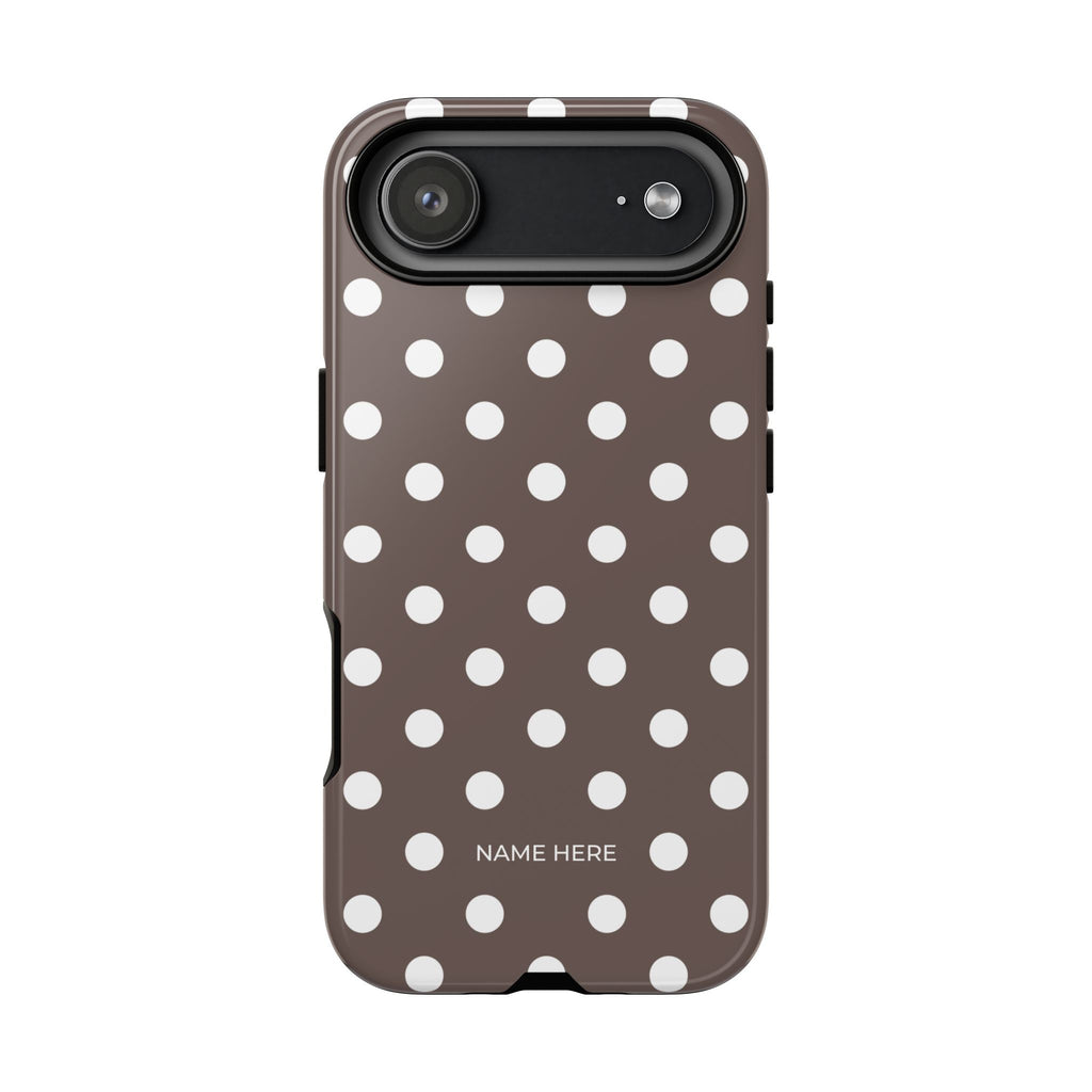 Brown & White PolkaDot Customisable Case