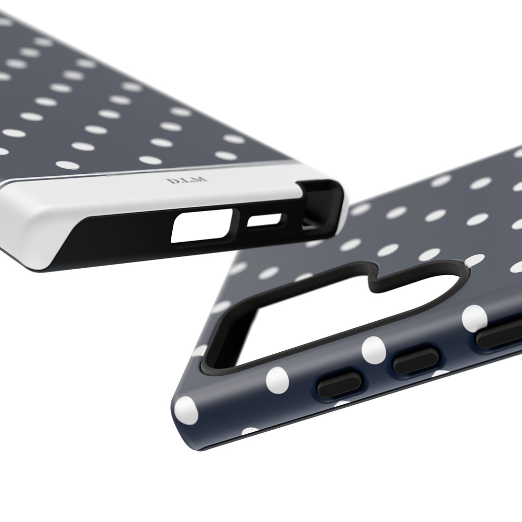 Navy Pearl Personalised Polka Dot Case