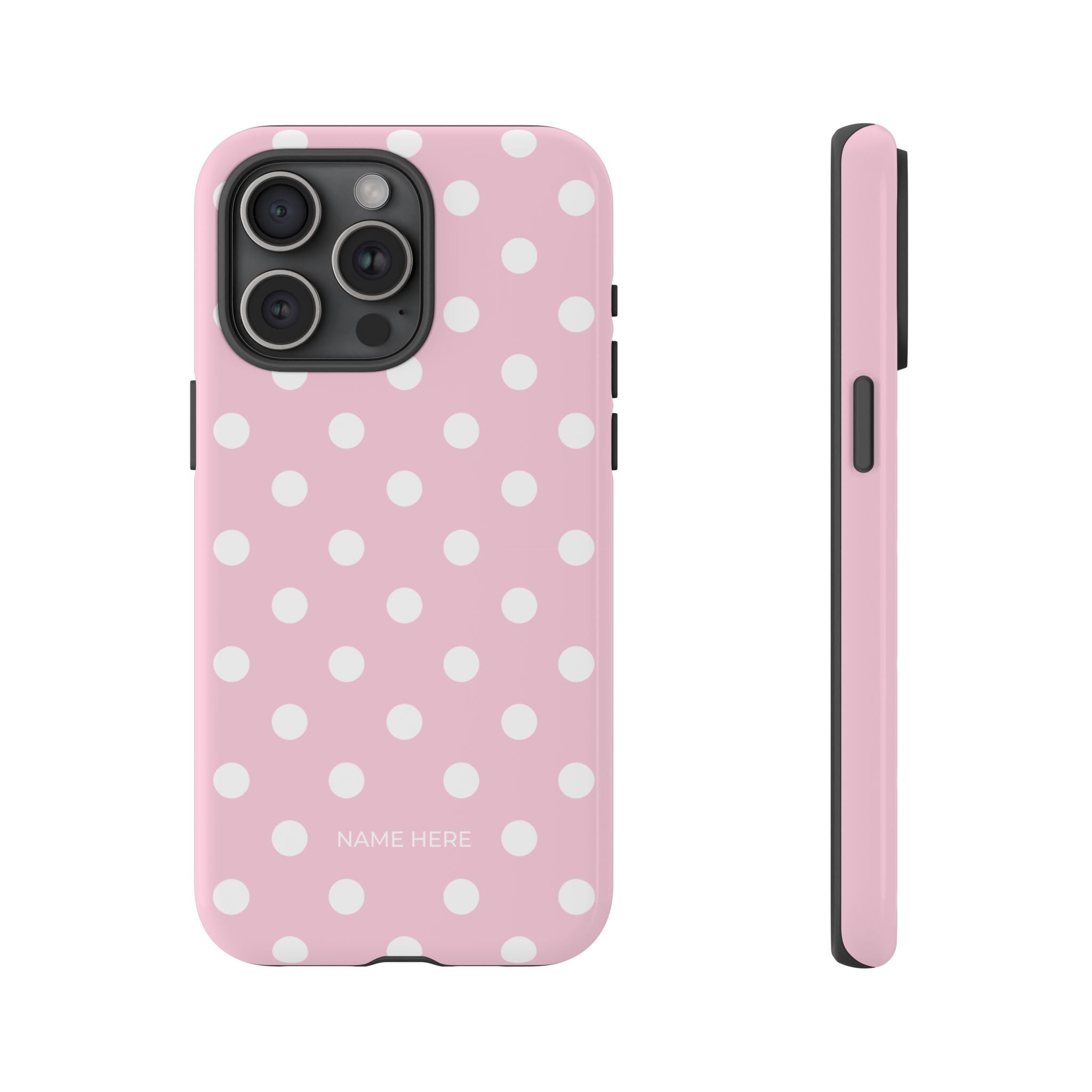 Pink & White PolkaDot Customisable Name Case