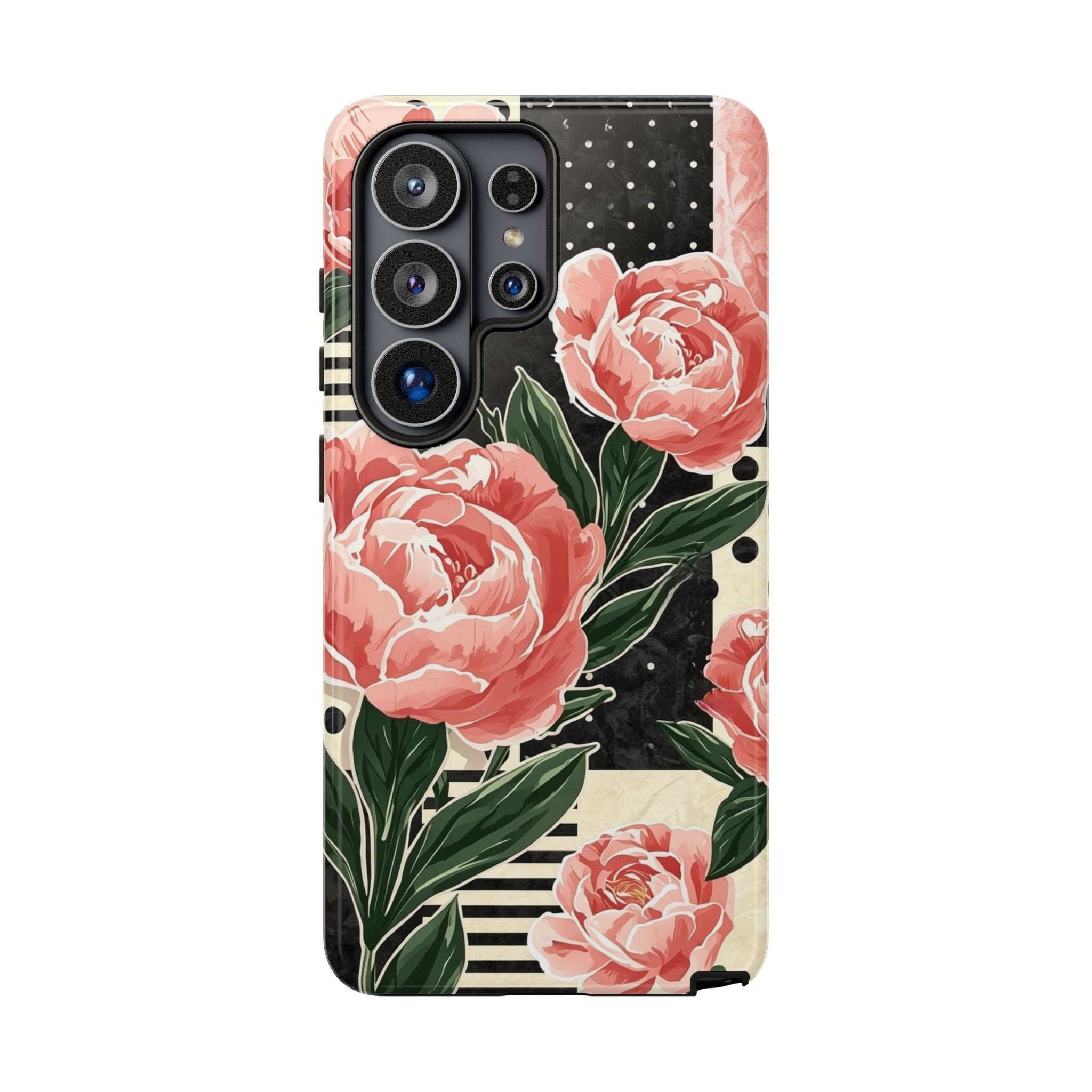 Pink Peony Stripes & Polka Dots