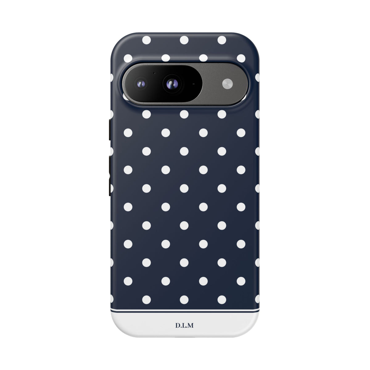 Navy Pearl Personalised Polka Dot Case