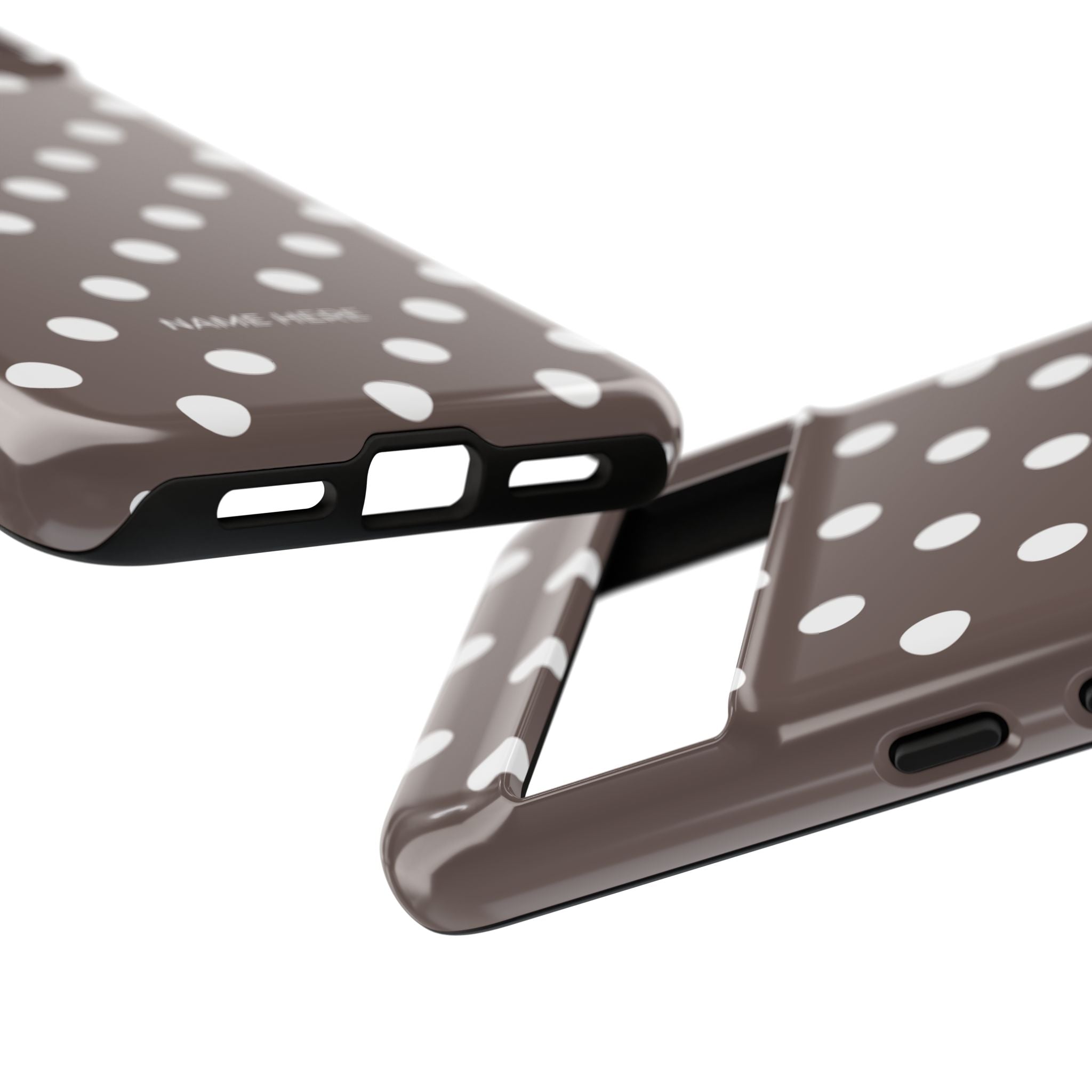 Brown & White PolkaDot Customisable Case