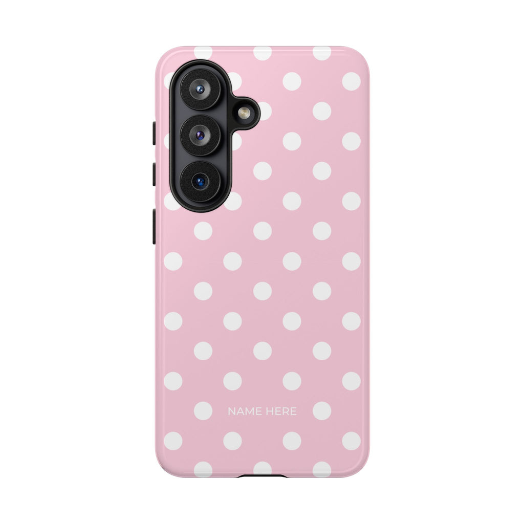 Pink & White PolkaDot Customisable Name Case