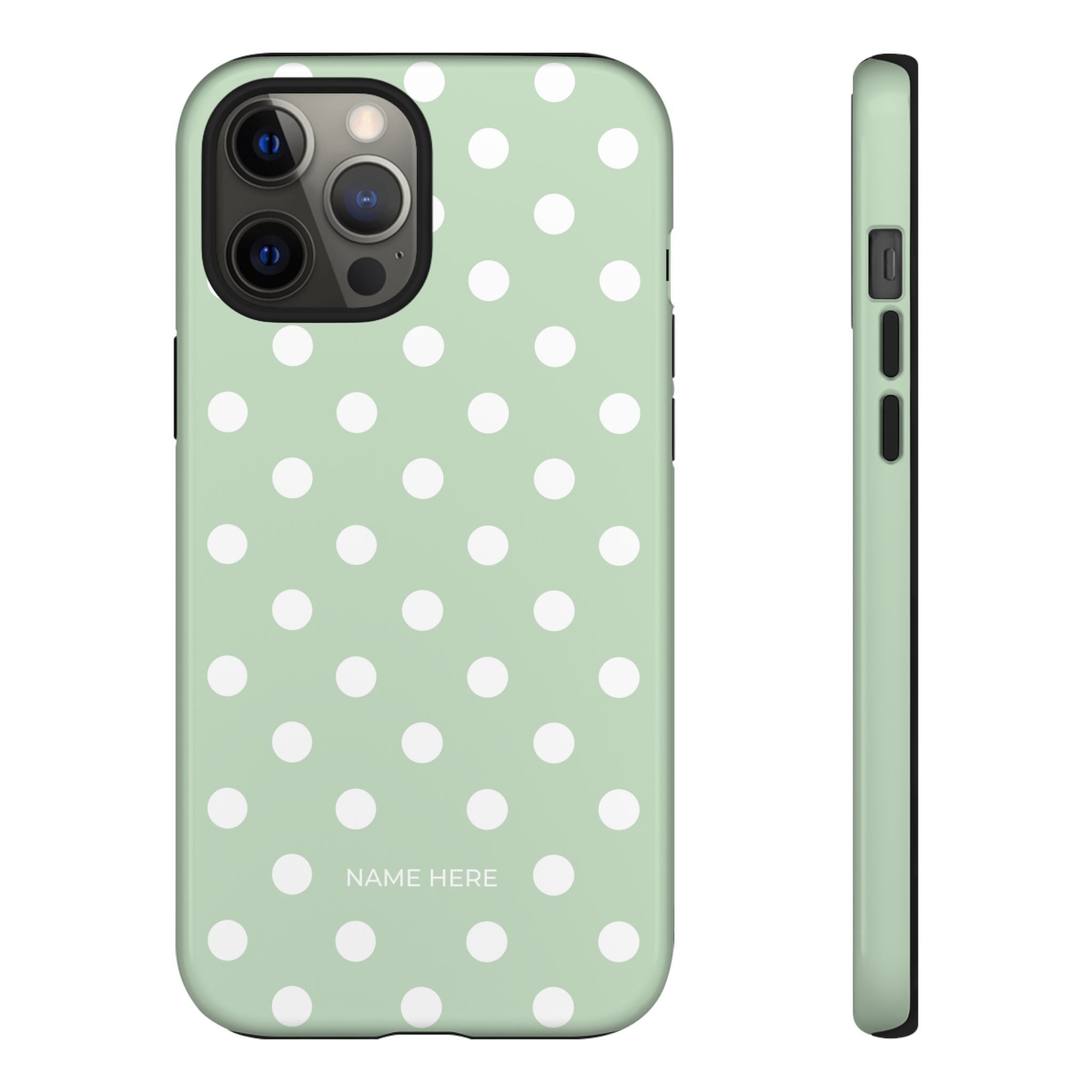 Green & White Polka Dot Customisable Case