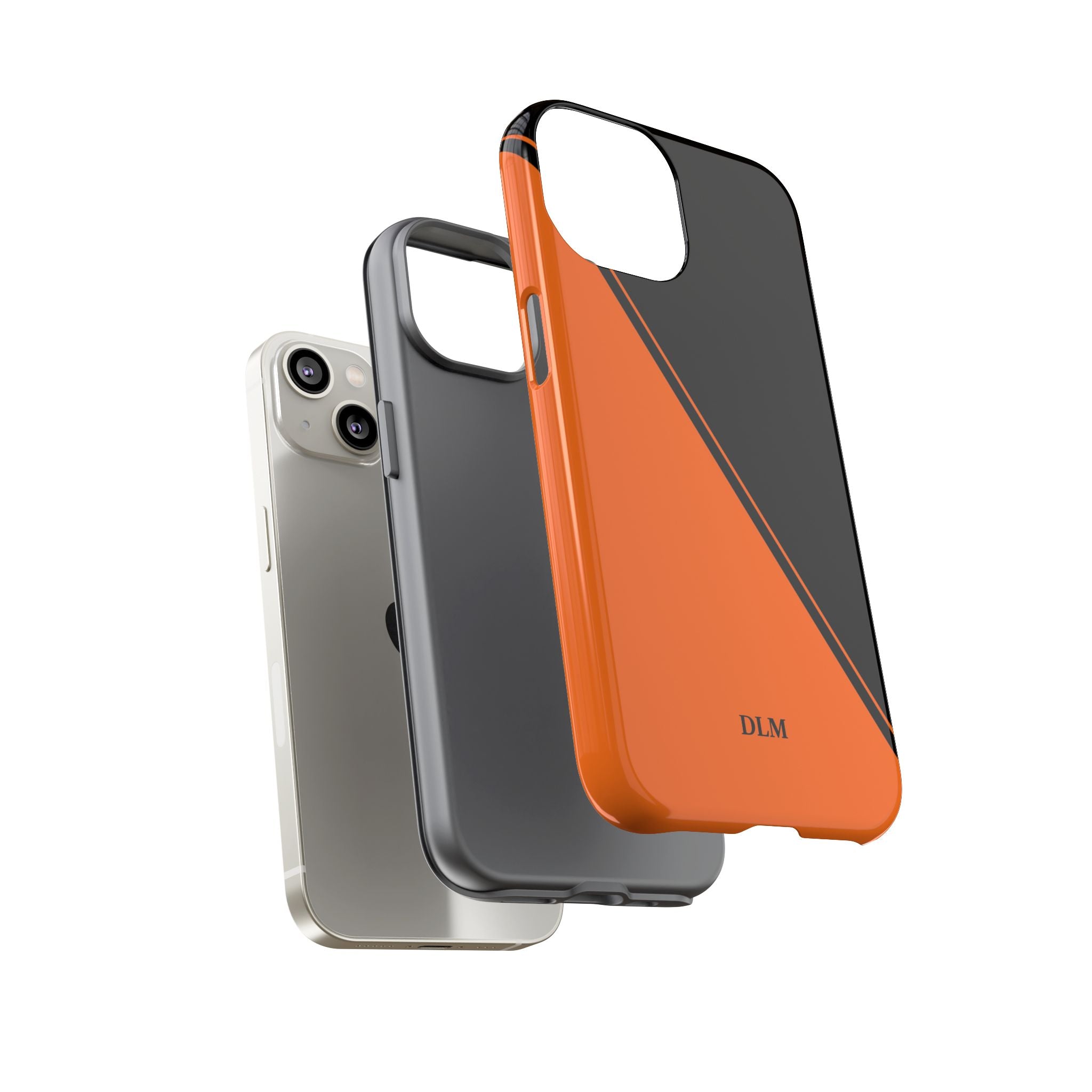 Orange/Black Two Tone Custom Initials Case