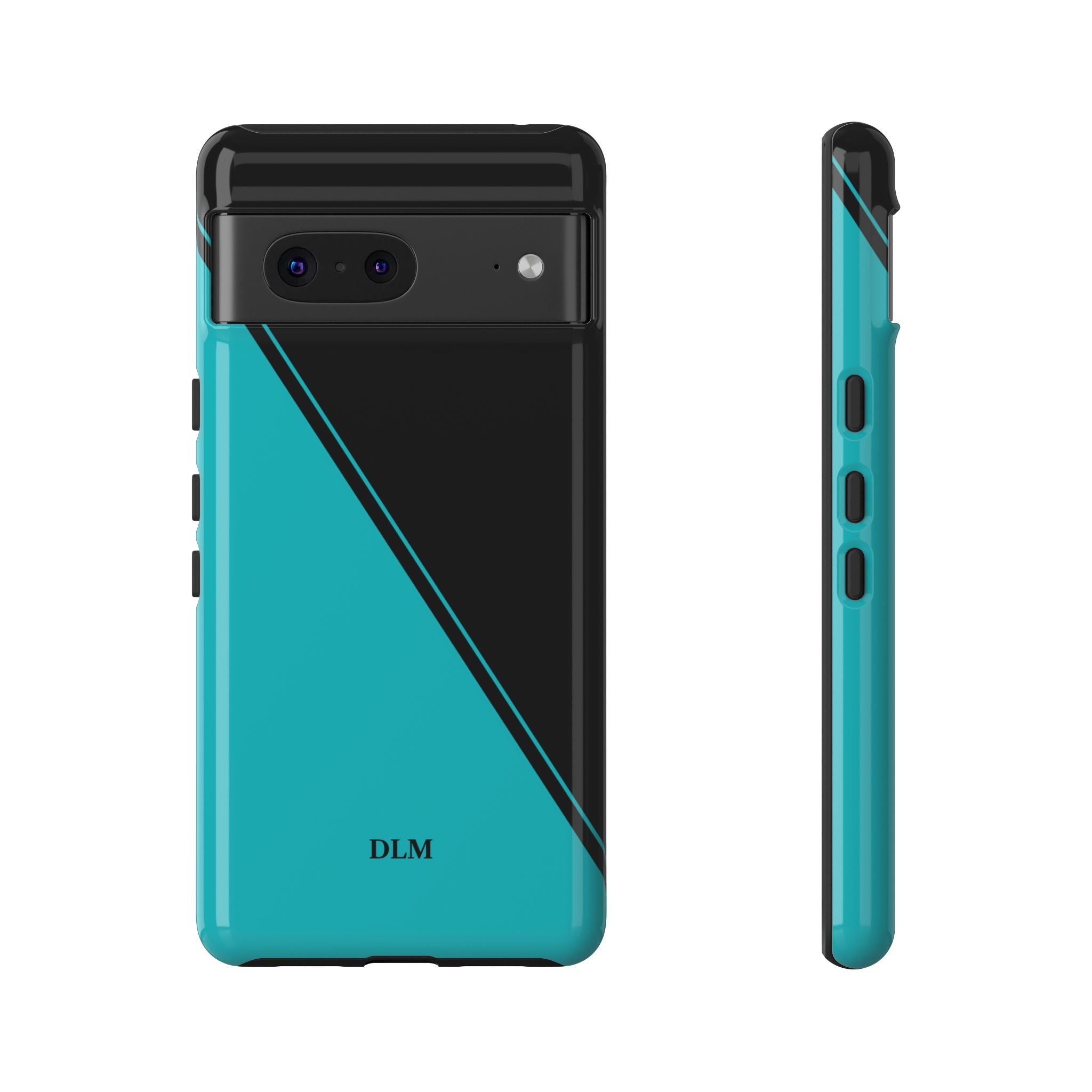 Tiffany/Black Two Tone Custom Initials Case