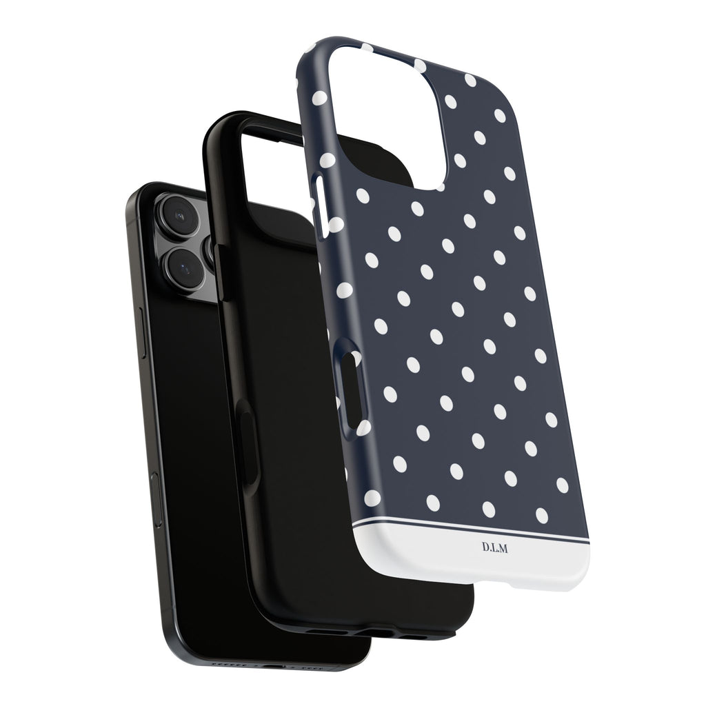 Navy Pearl Personalised Polka Dot Case