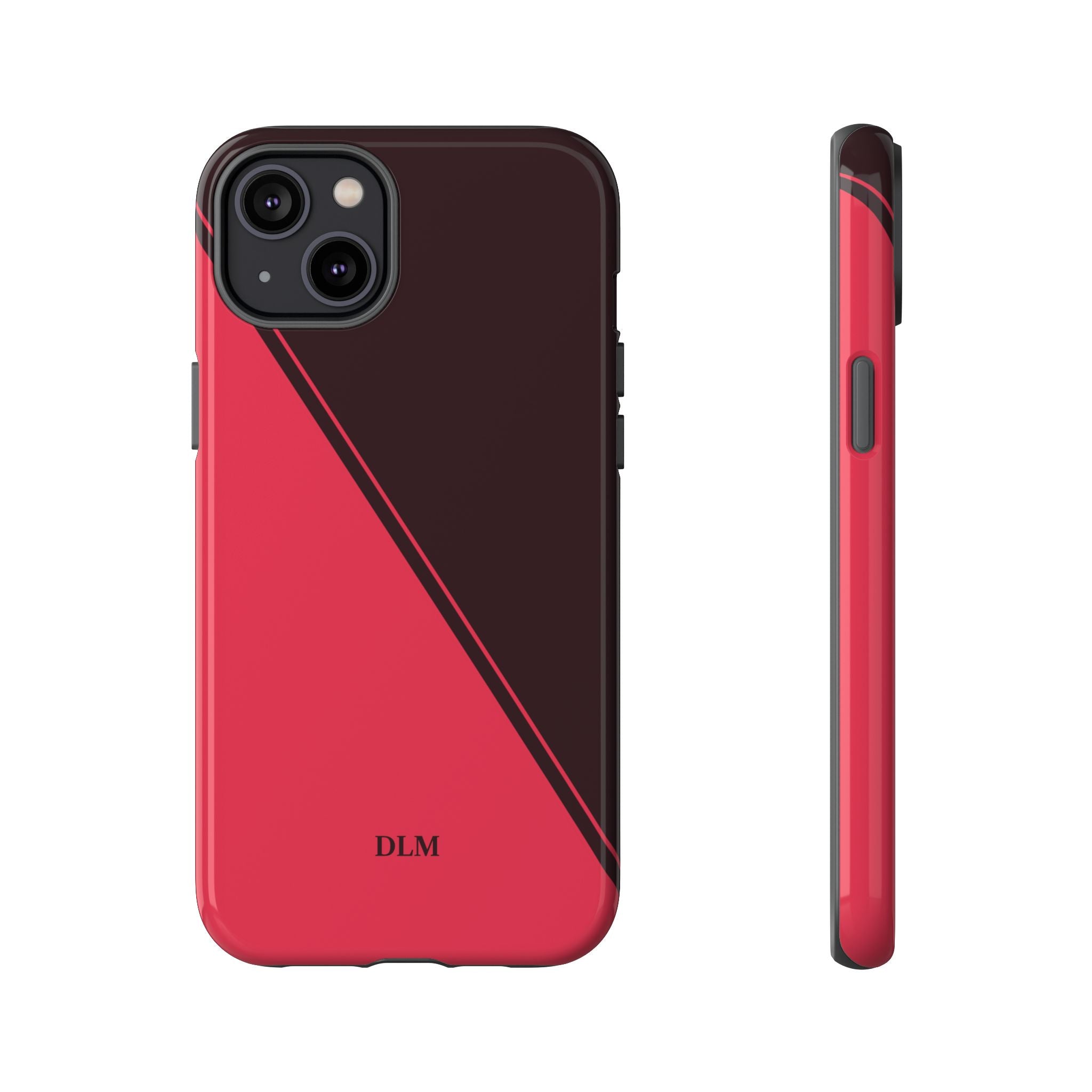 Red/Brown Two Tone Custom Initials Case