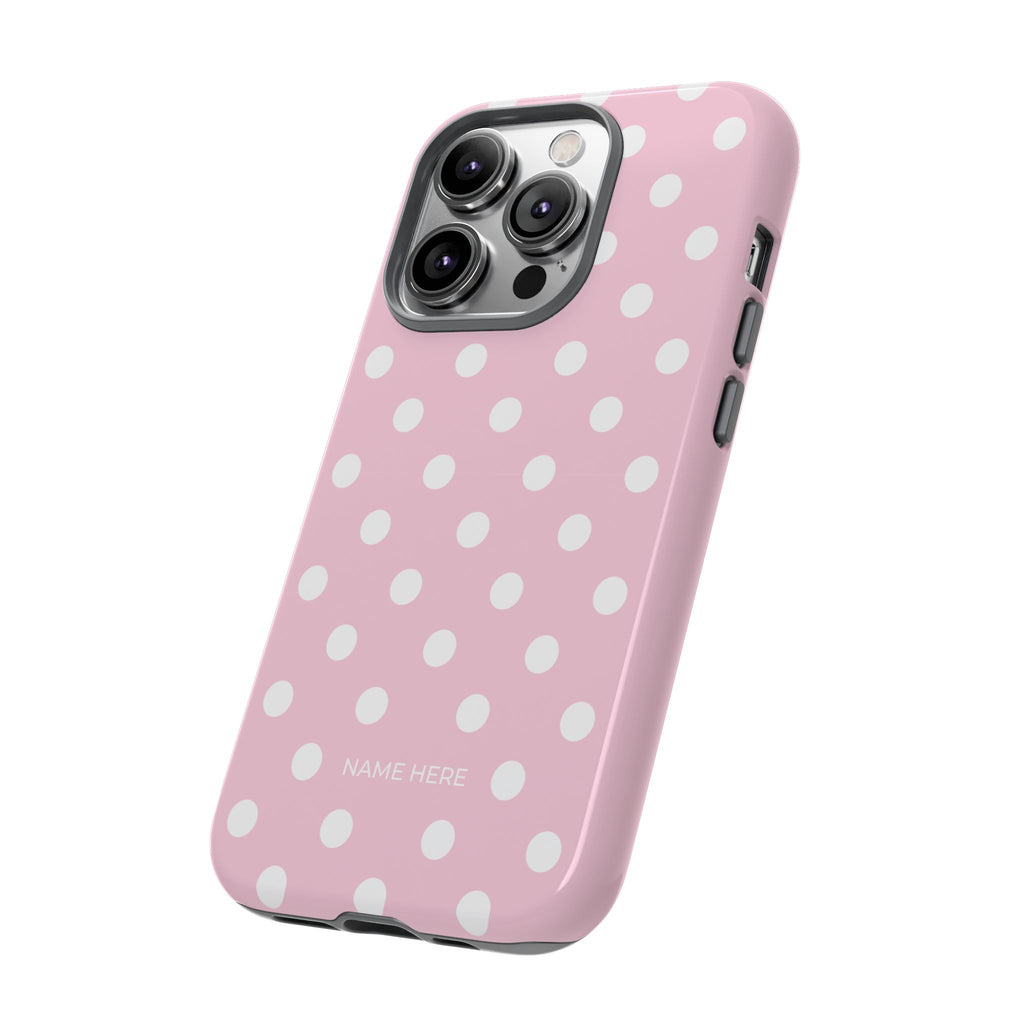 Pink & White PolkaDot Customisable Name Case
