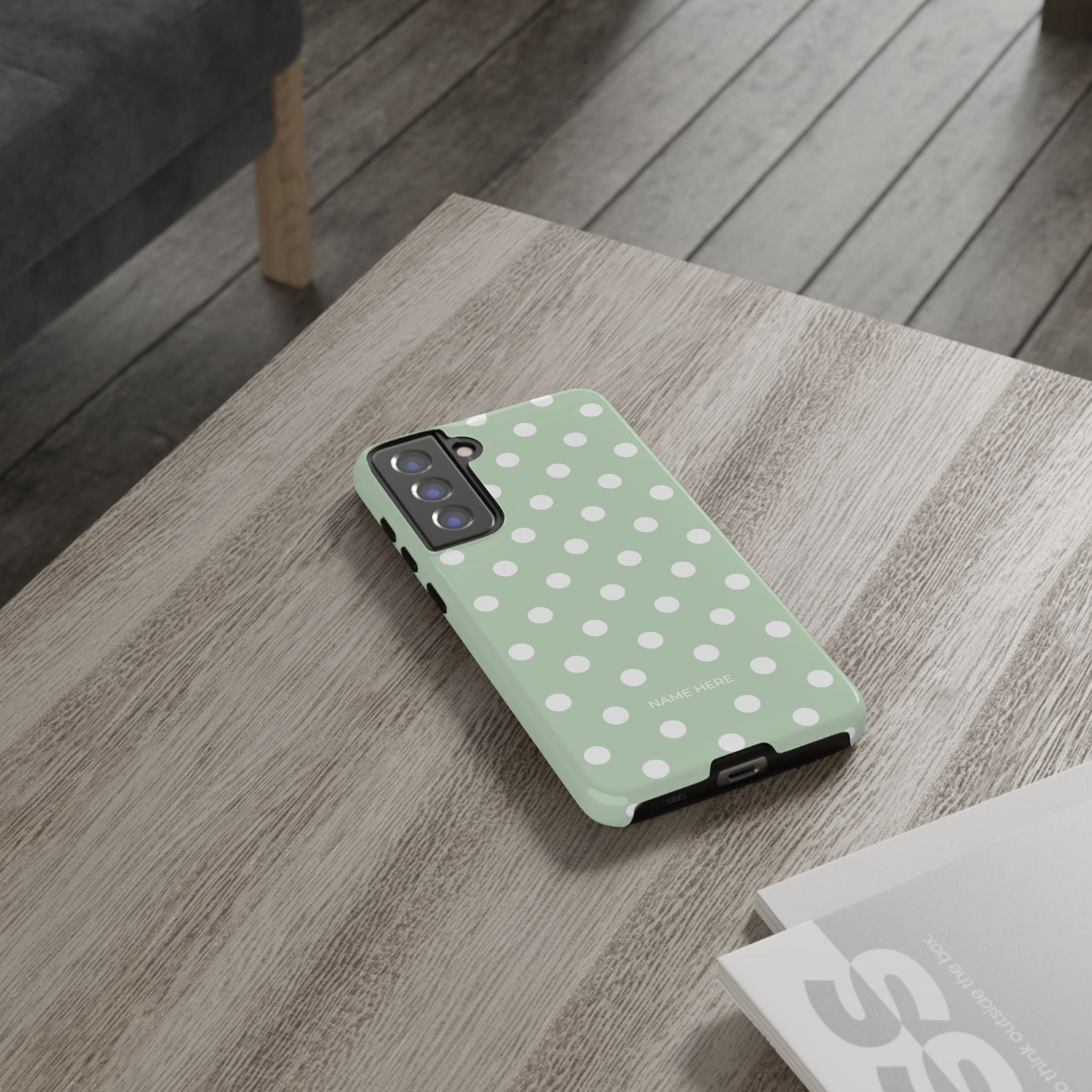 Green & White Polka Dot Customisable Case