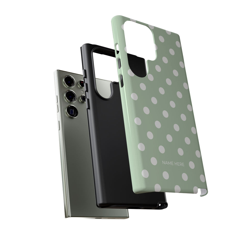 Green & White Polka Dot Customisable Case