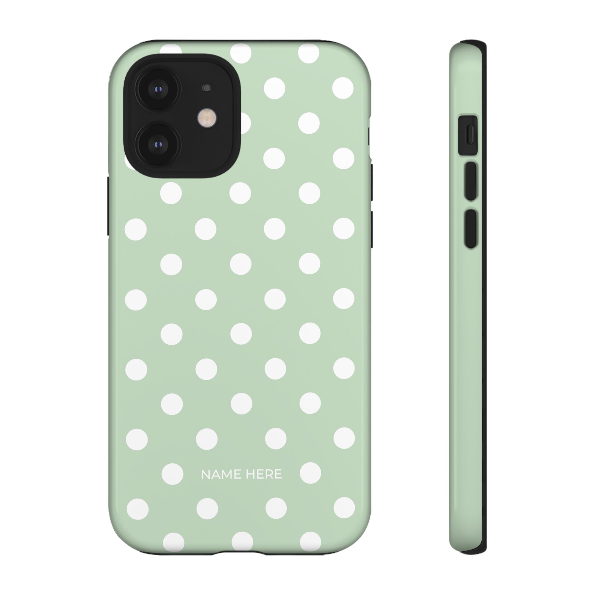 Green & White Polka Dot Customisable Case