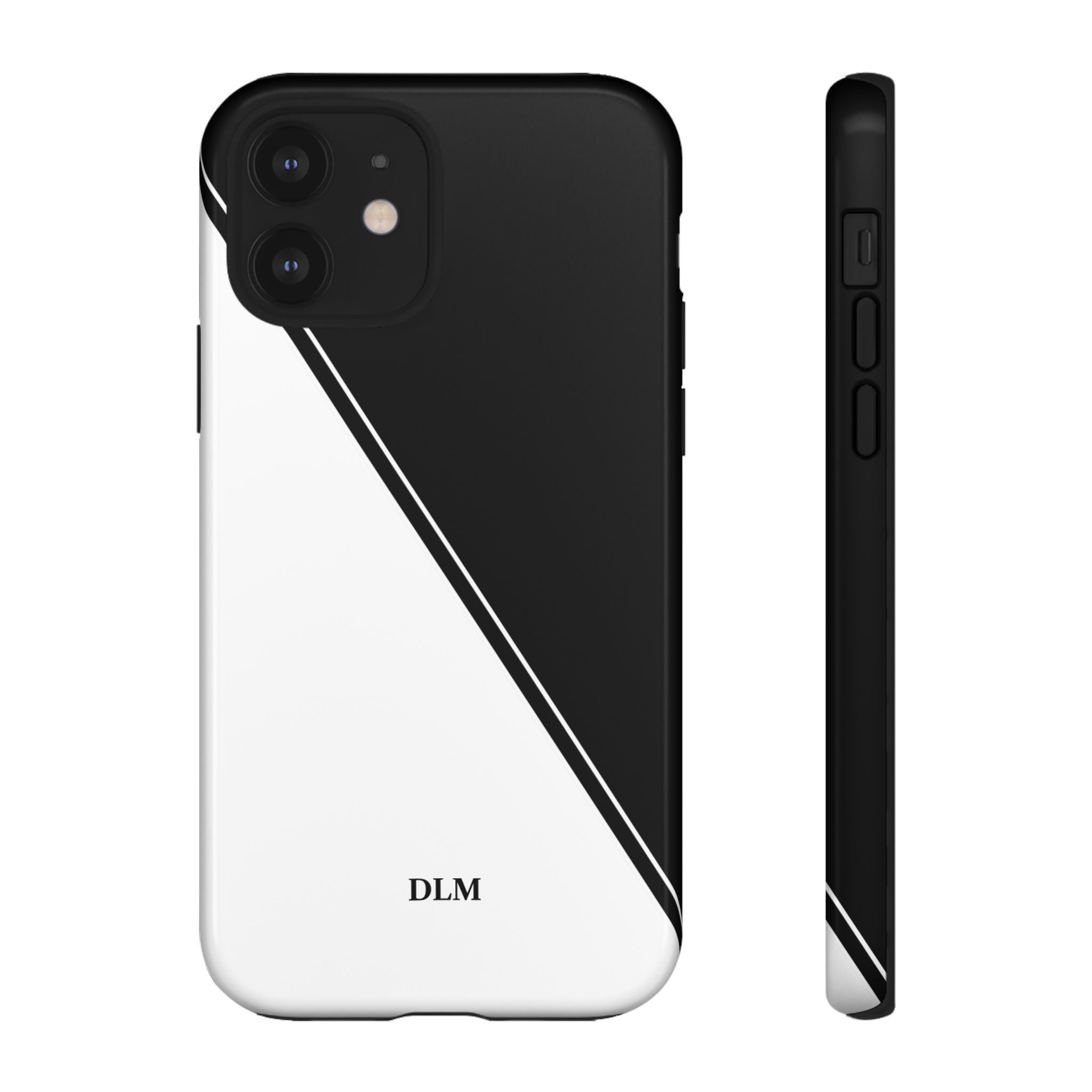 White/Black Two Tone Custom Initials Case