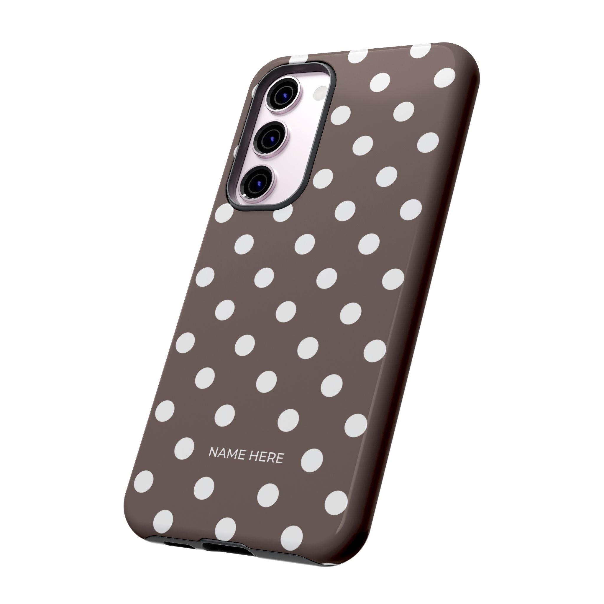 Brown & White PolkaDot Customisable Case