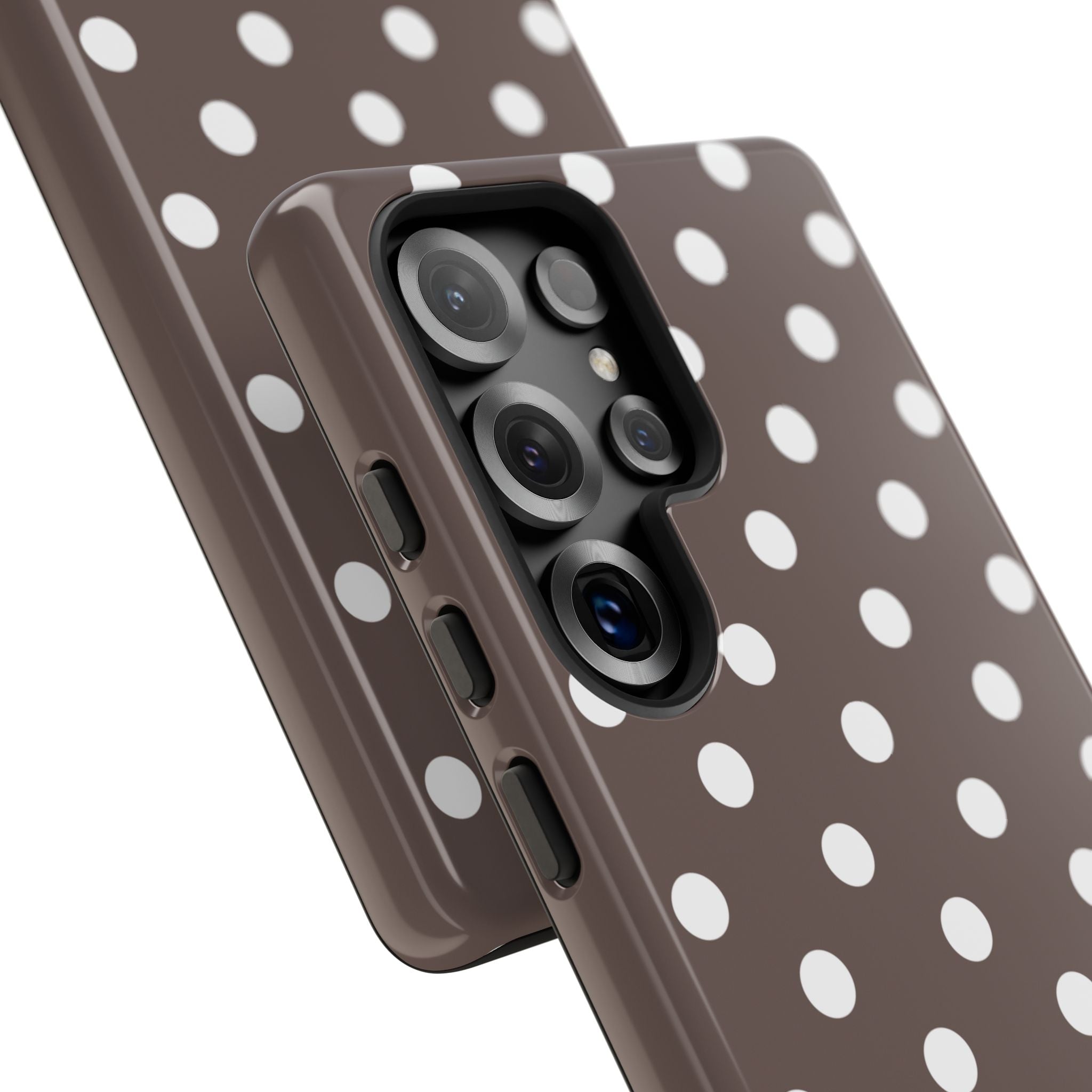 Brown & White PolkaDot Customisable Case