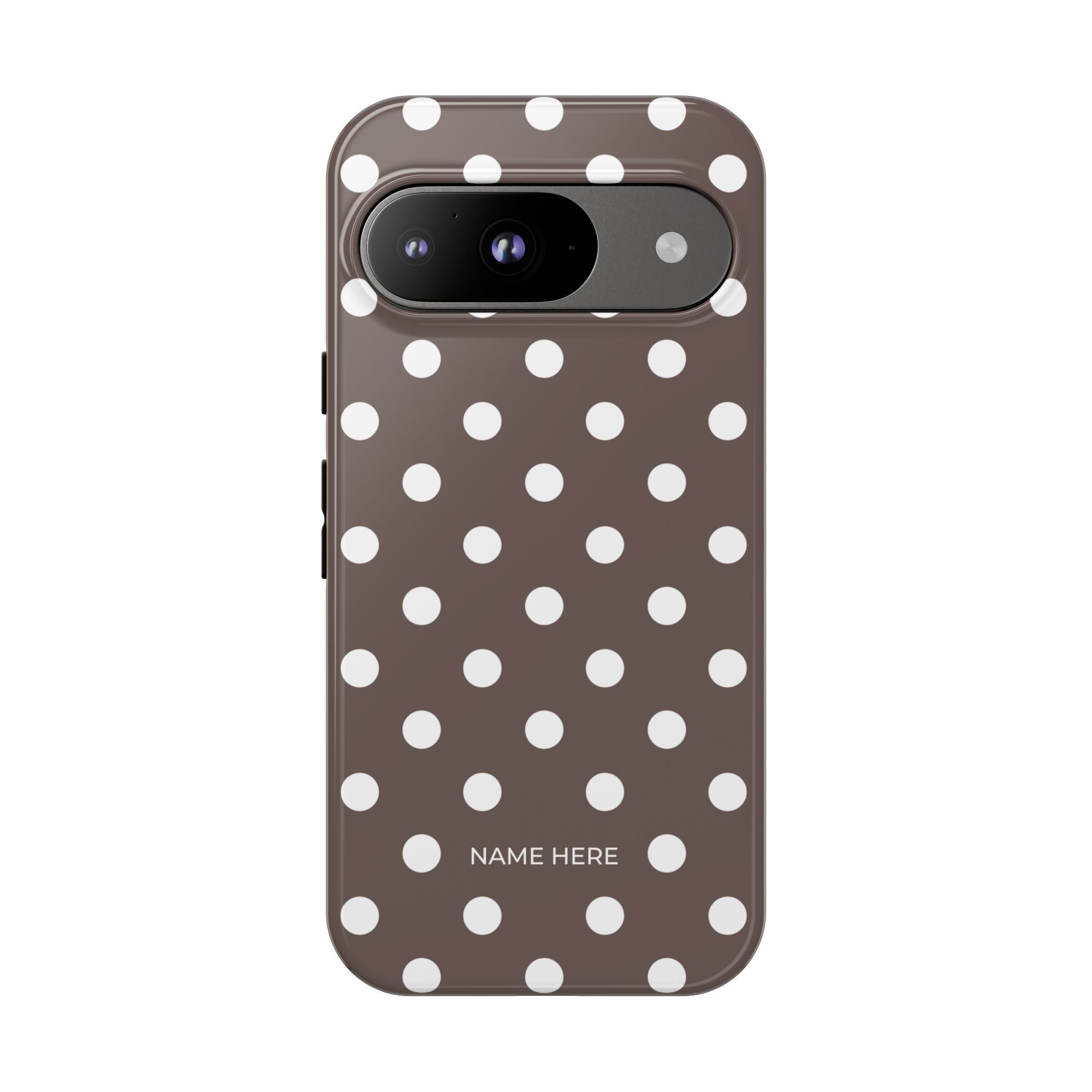 Brown & White PolkaDot Customisable Case