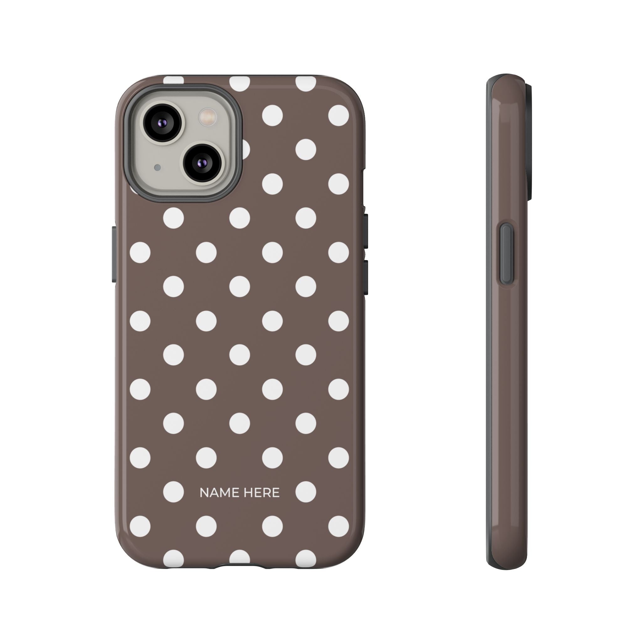 Brown & White PolkaDot Customisable Case