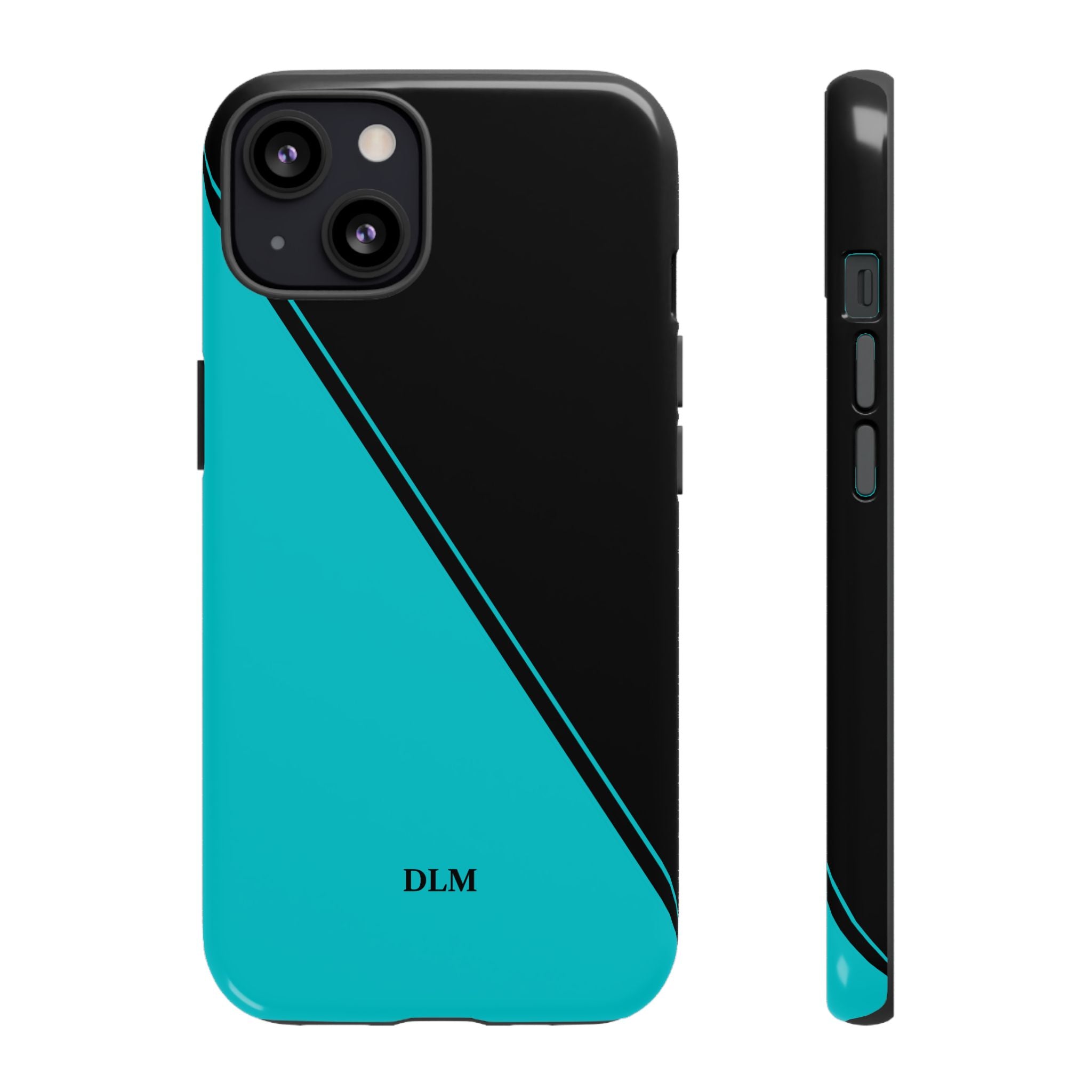 Tiffany/Black Two Tone Custom Initials Case