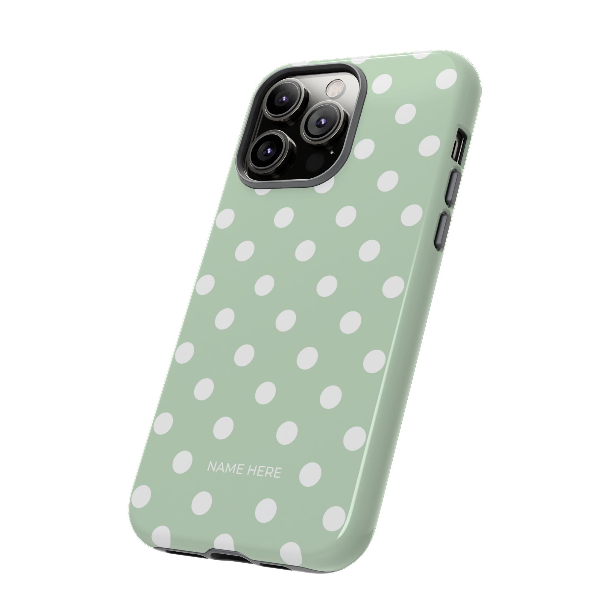 Green & White Polka Dot Customisable Case