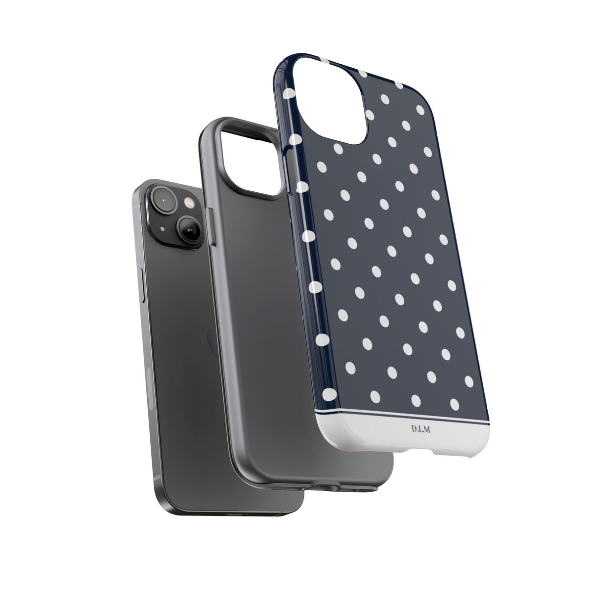 Navy Pearl Personalised Polka Dot Case