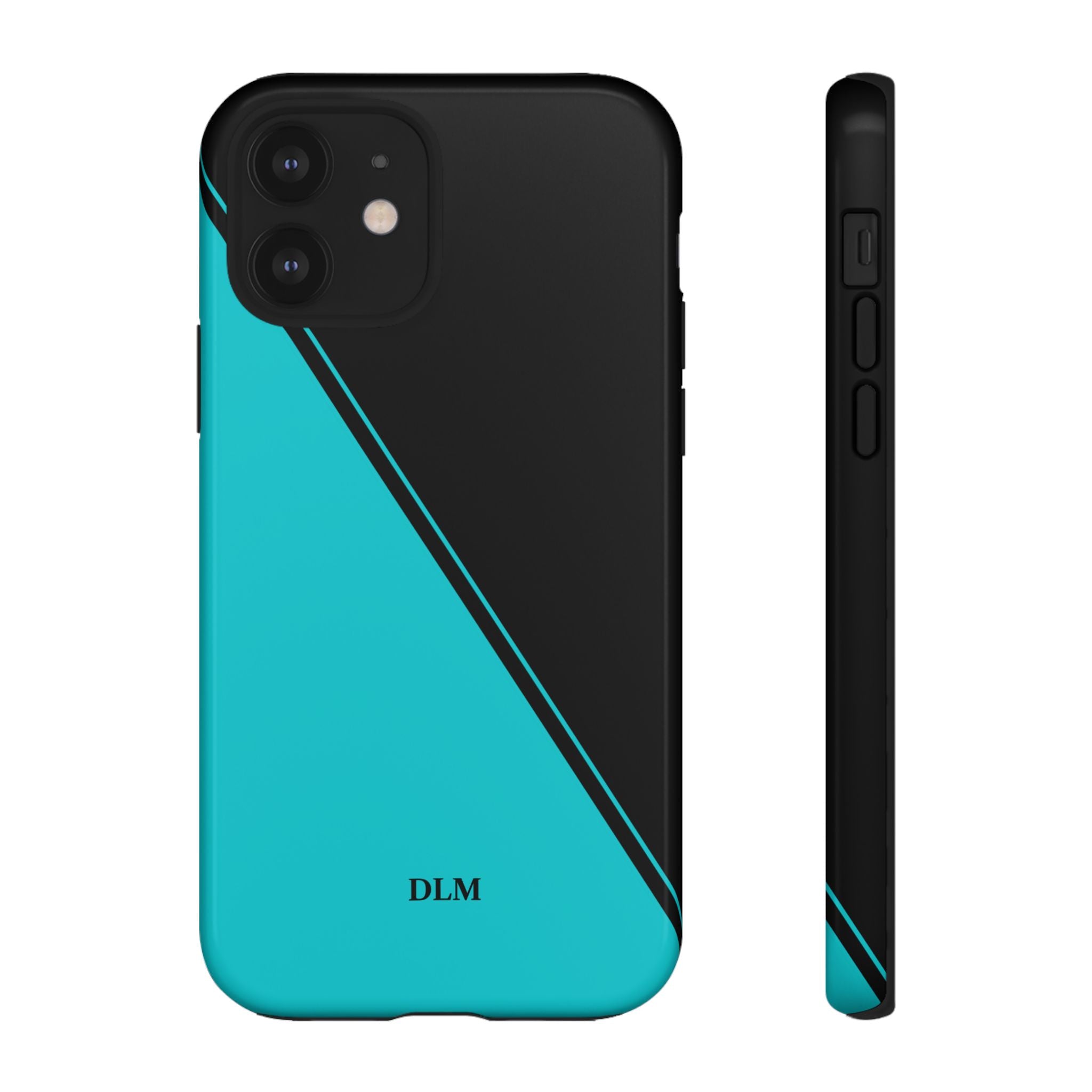 Tiffany/Black Two Tone Custom Initials Case