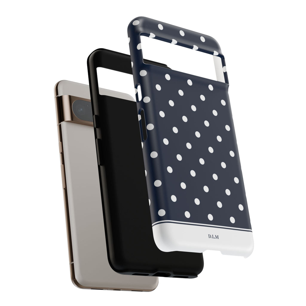 Navy Pearl Personalised Polka Dot Case