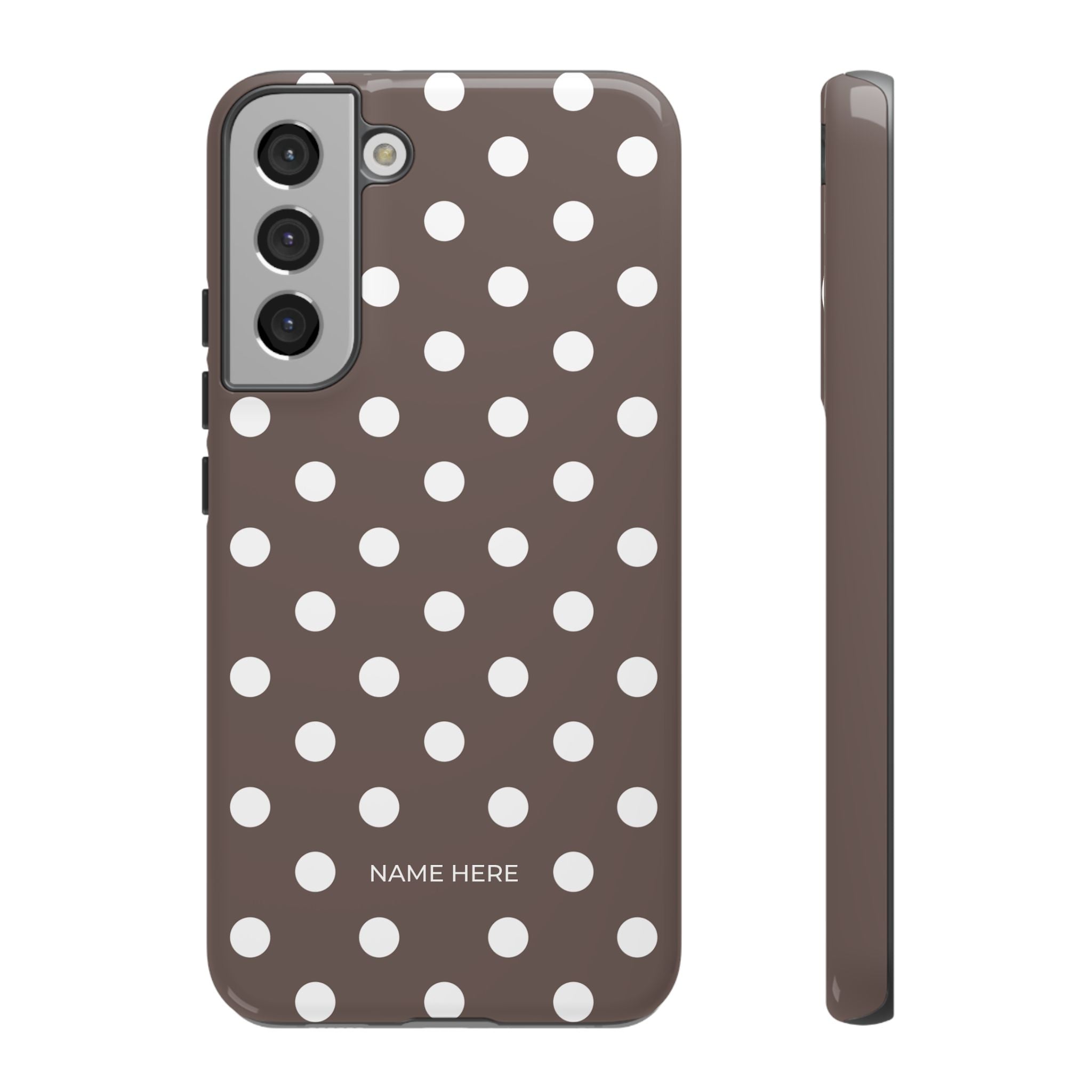 Brown & White PolkaDot Customisable Case