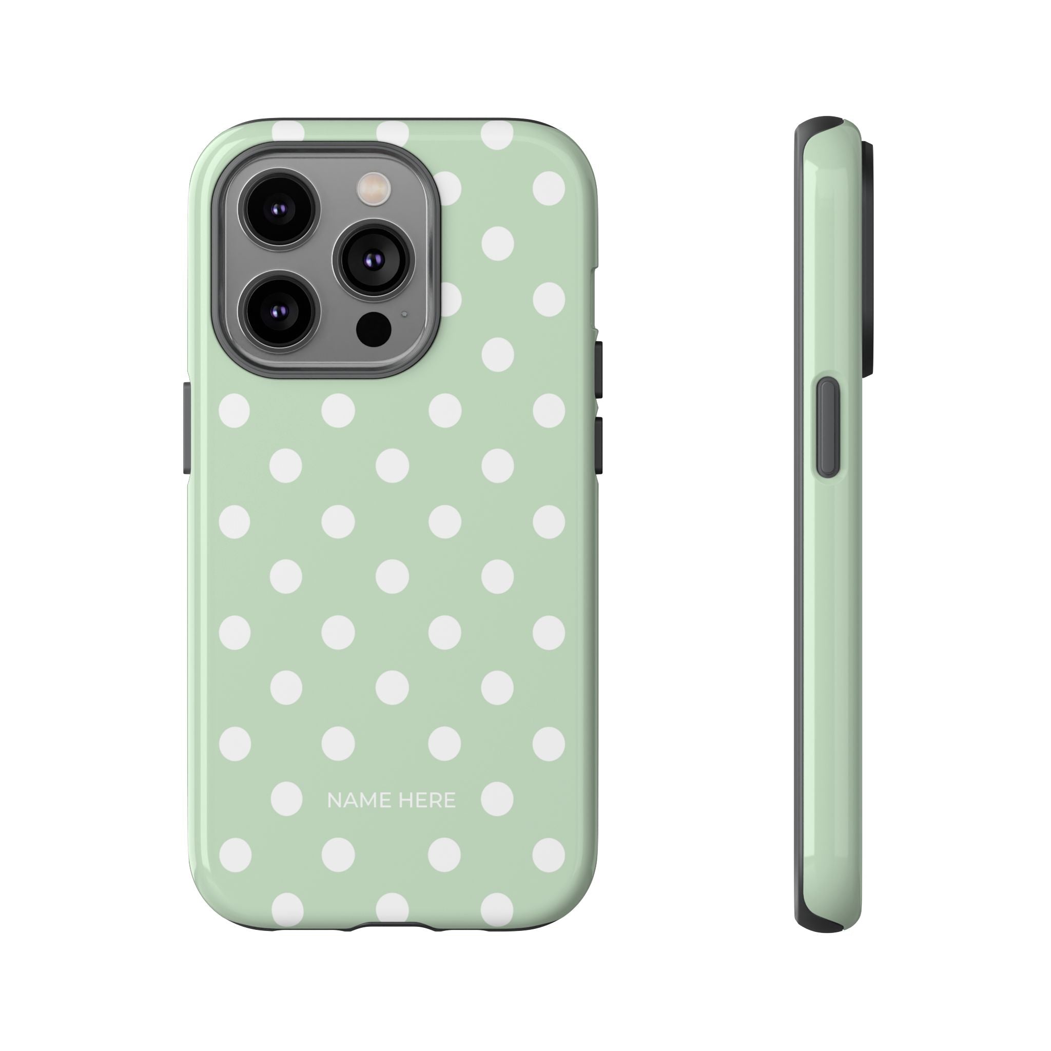Green & White Polka Dot Customisable Case