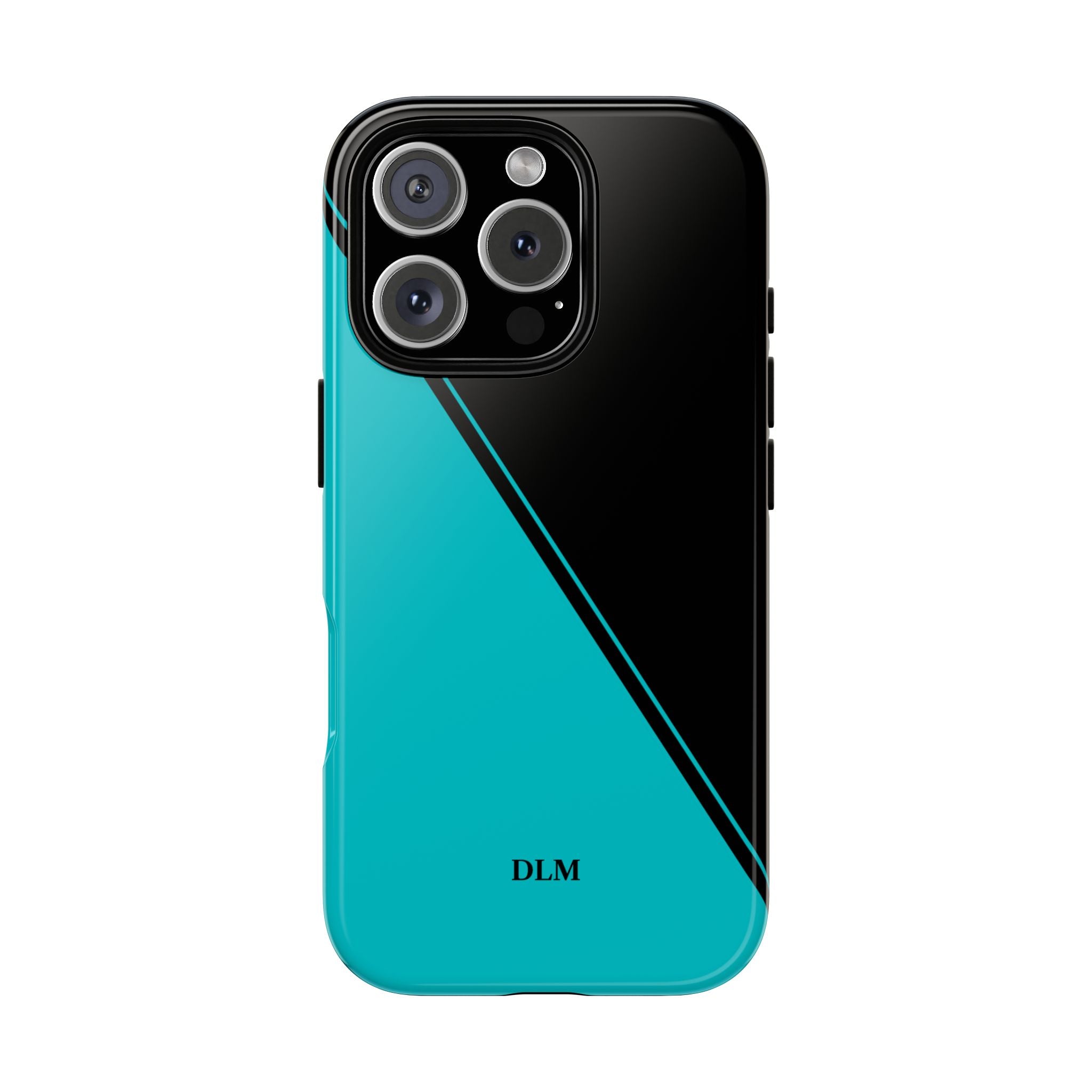 Tiffany/Black Two Tone Custom Initials Case