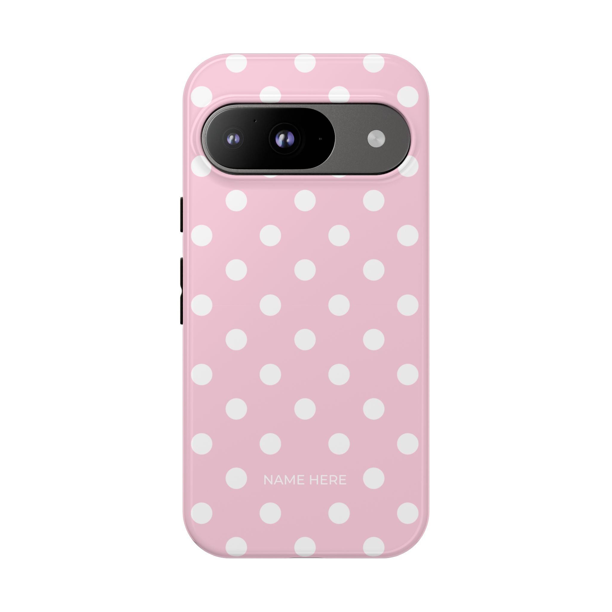 Pink & White PolkaDot Customisable Name Case