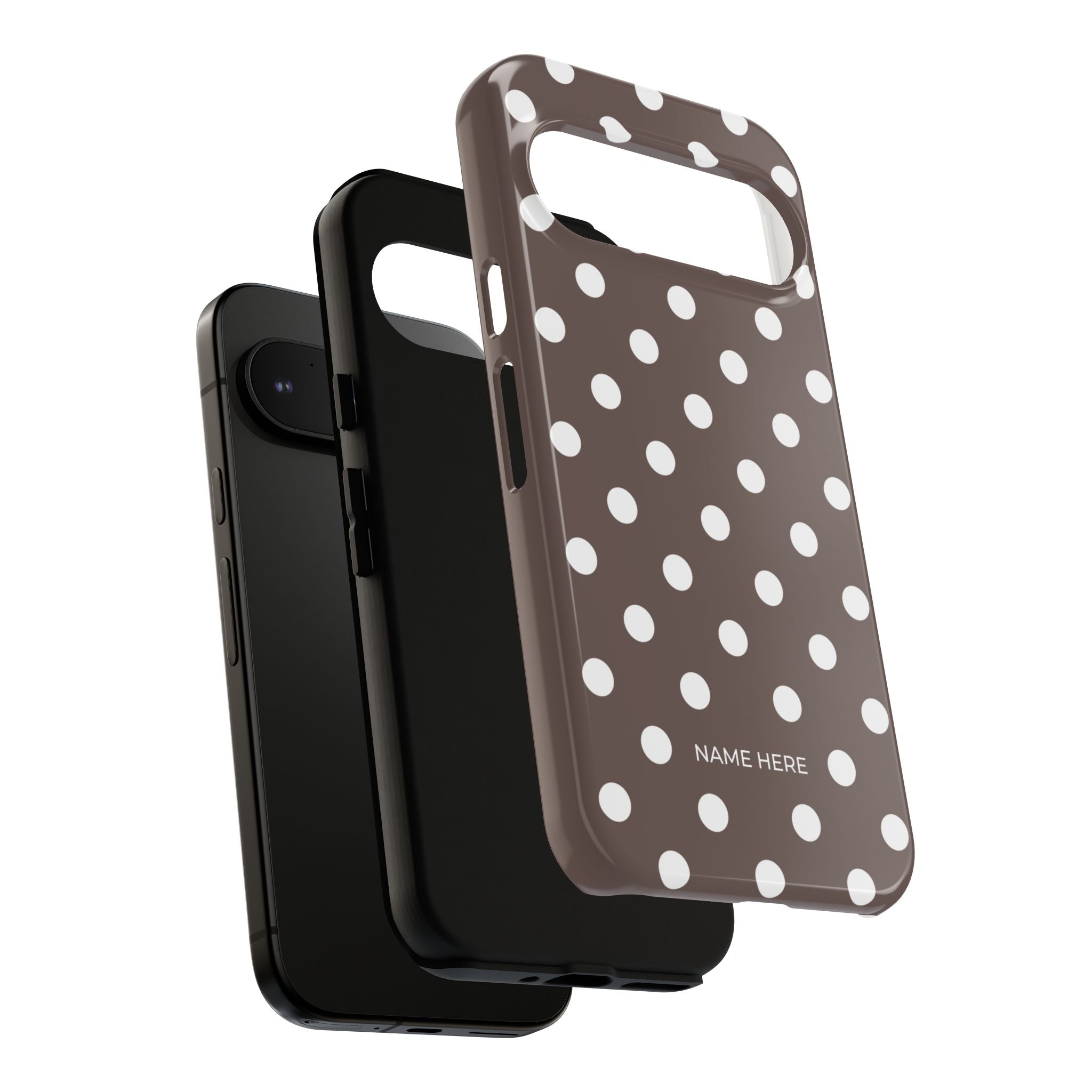 Brown & White PolkaDot Customisable Case