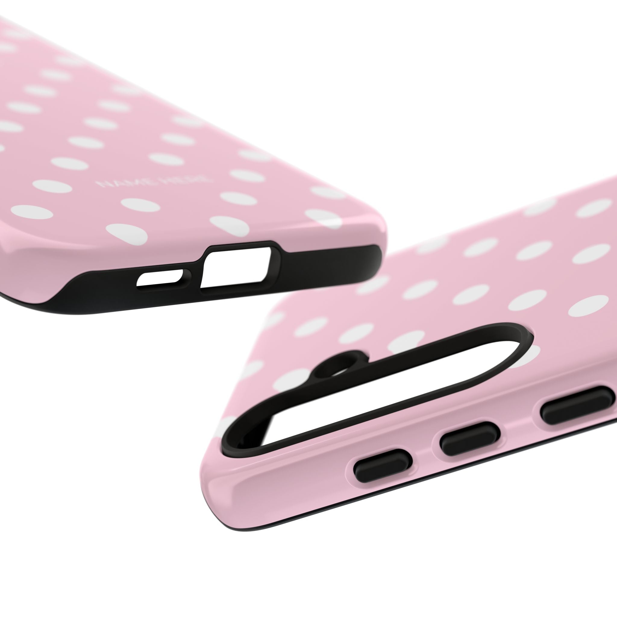 Pink & White PolkaDot Customisable Name Case