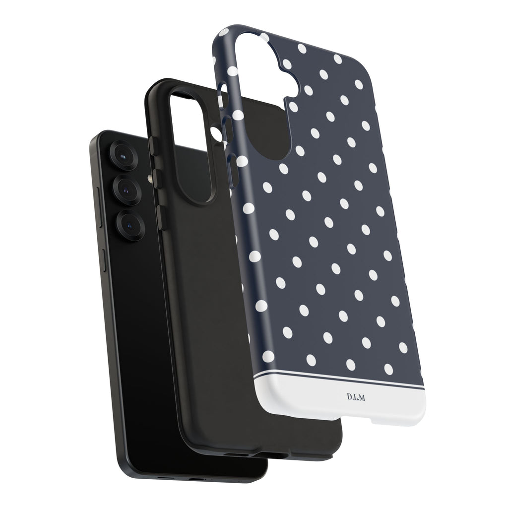Navy Pearl Personalised Polka Dot Case